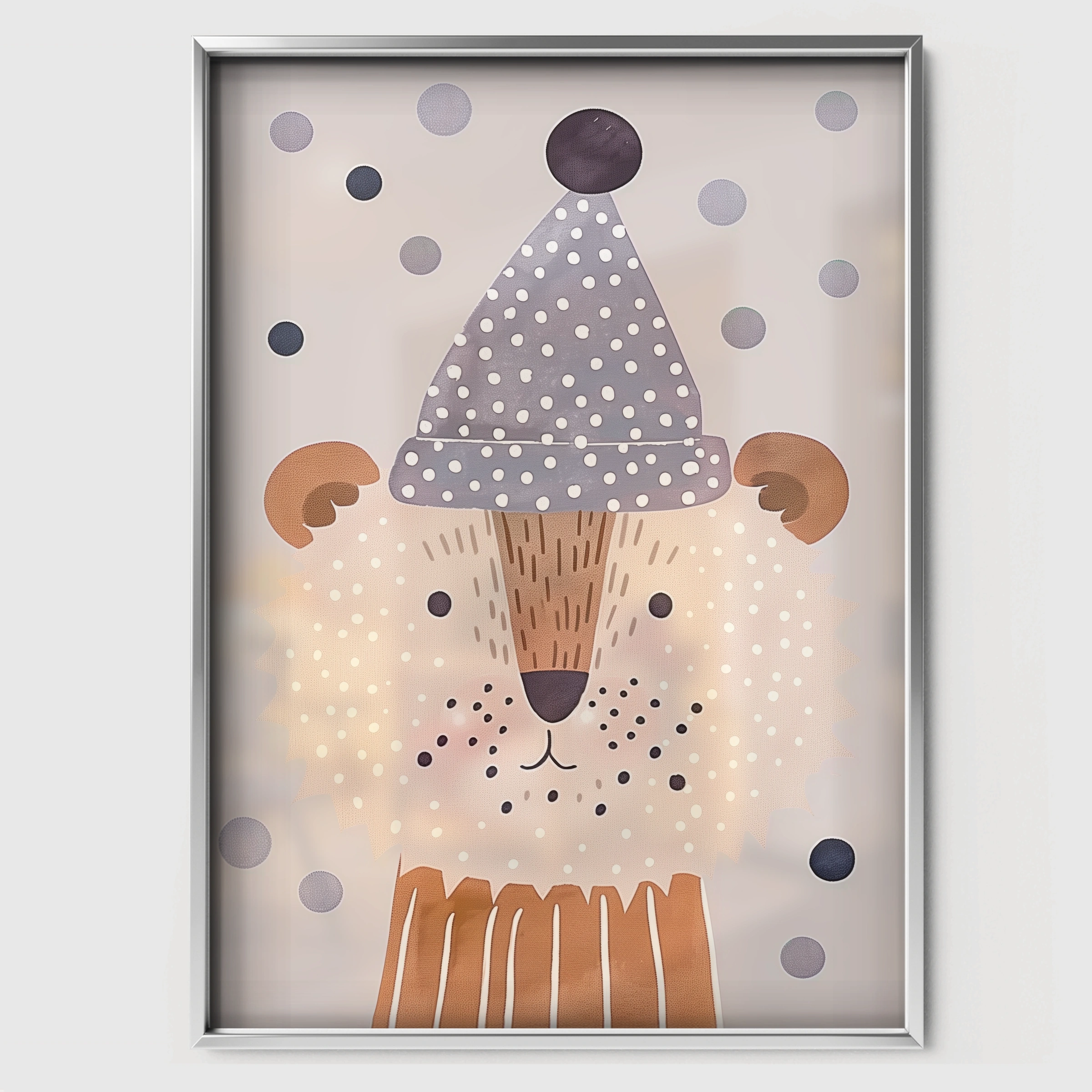 Ice Cream Bear Nursery Print - white framed nursery wall art print