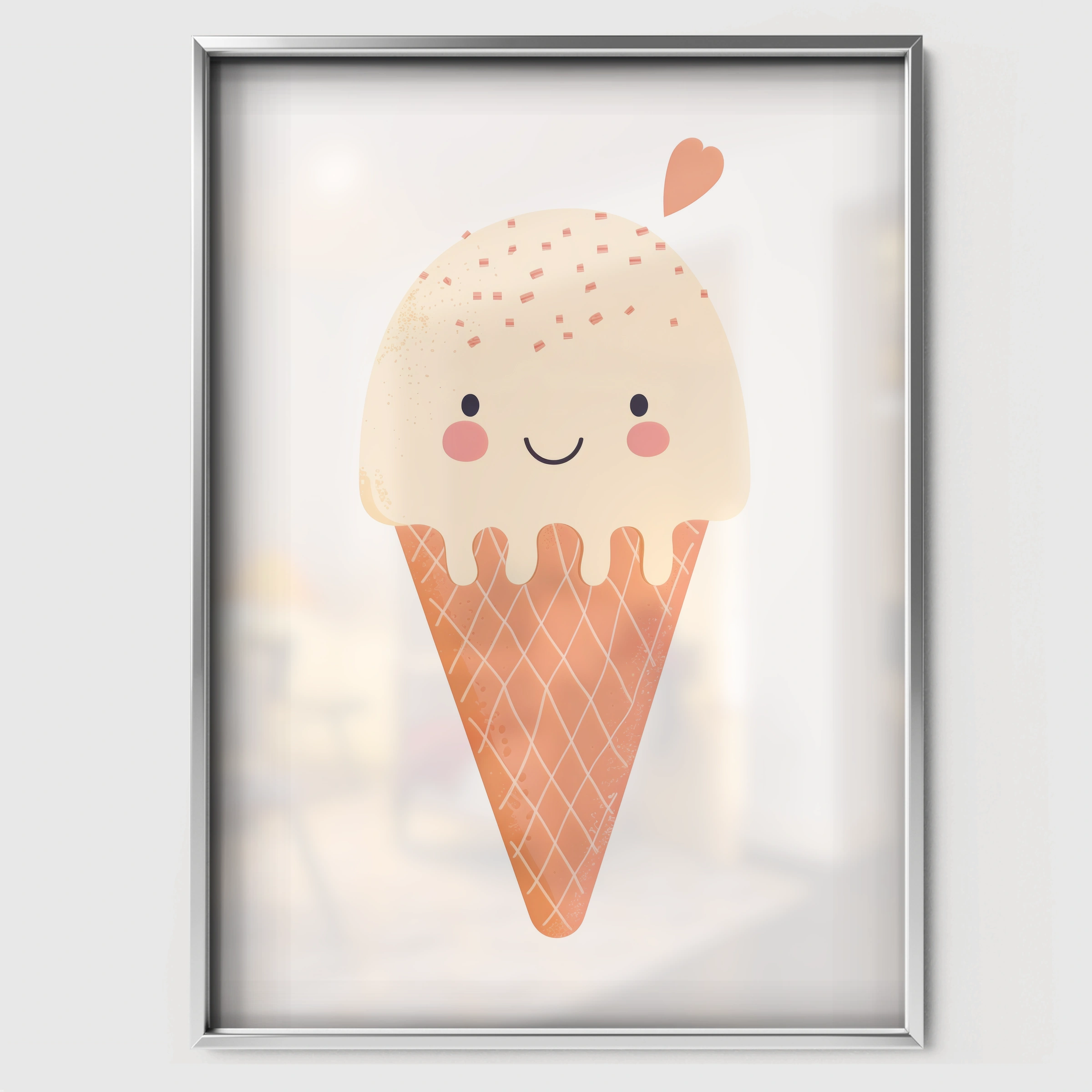 Ice Cream Nursery Print - white framed nursery wall art print