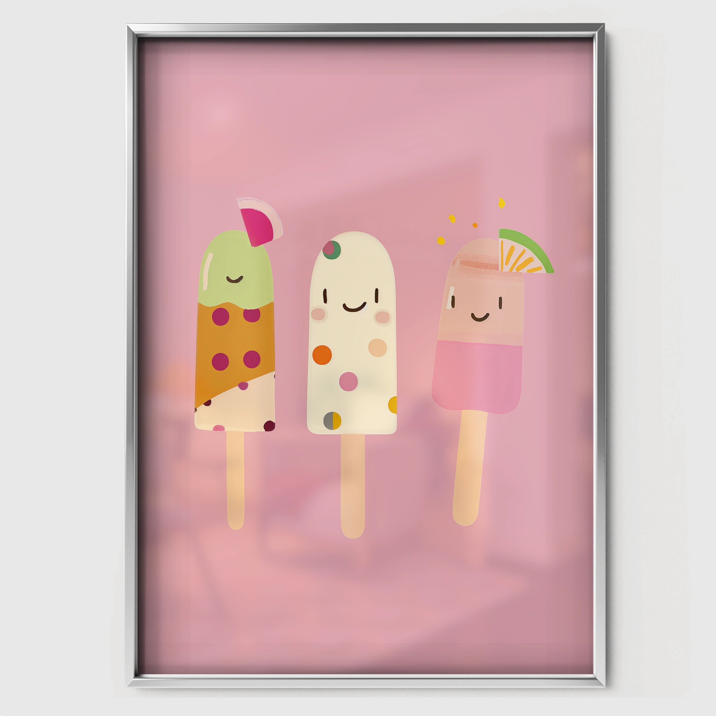 Ice Lollies Nursery Print - white framed nursery wall art print