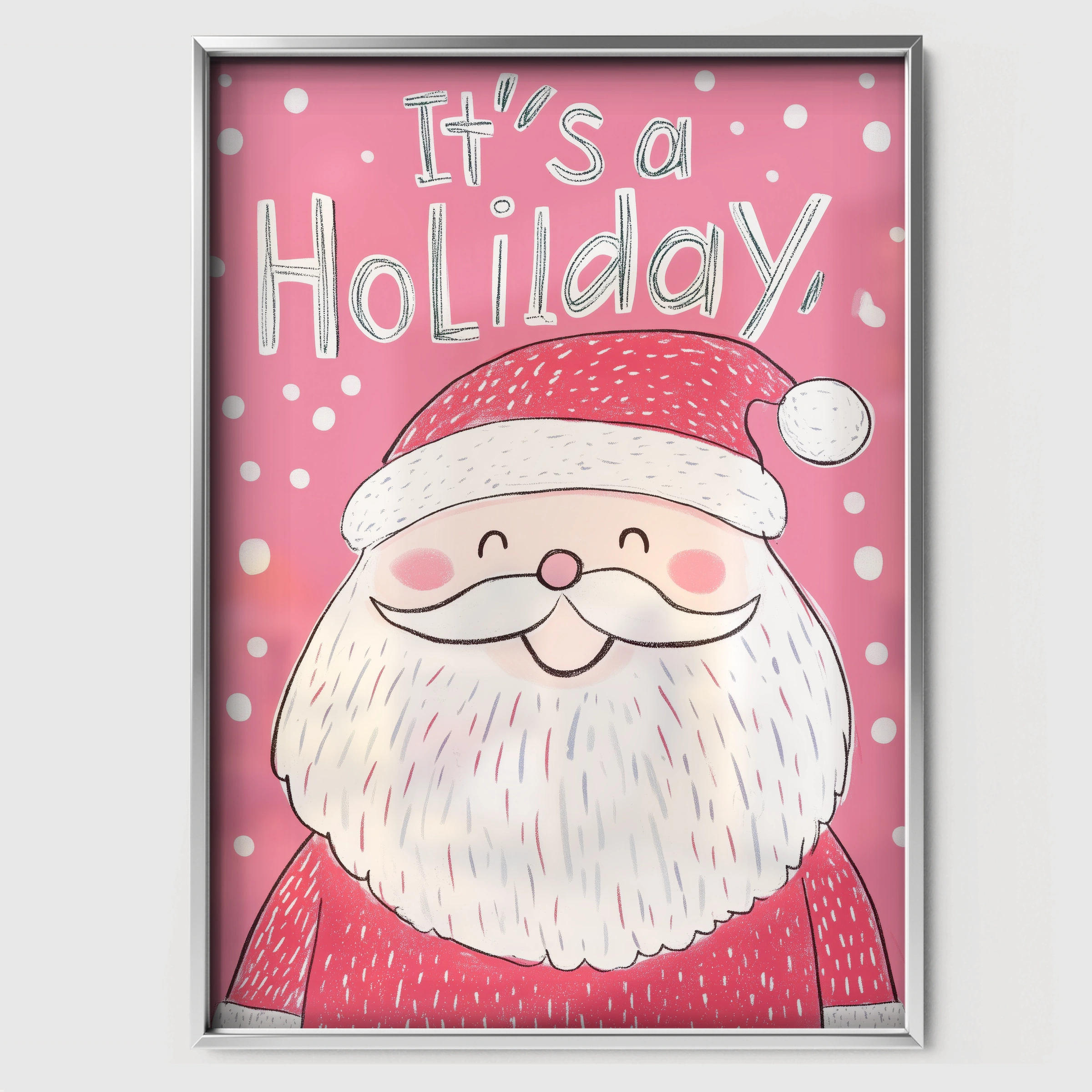 It's a Holiday Santa Print - white framed nursery wall art print