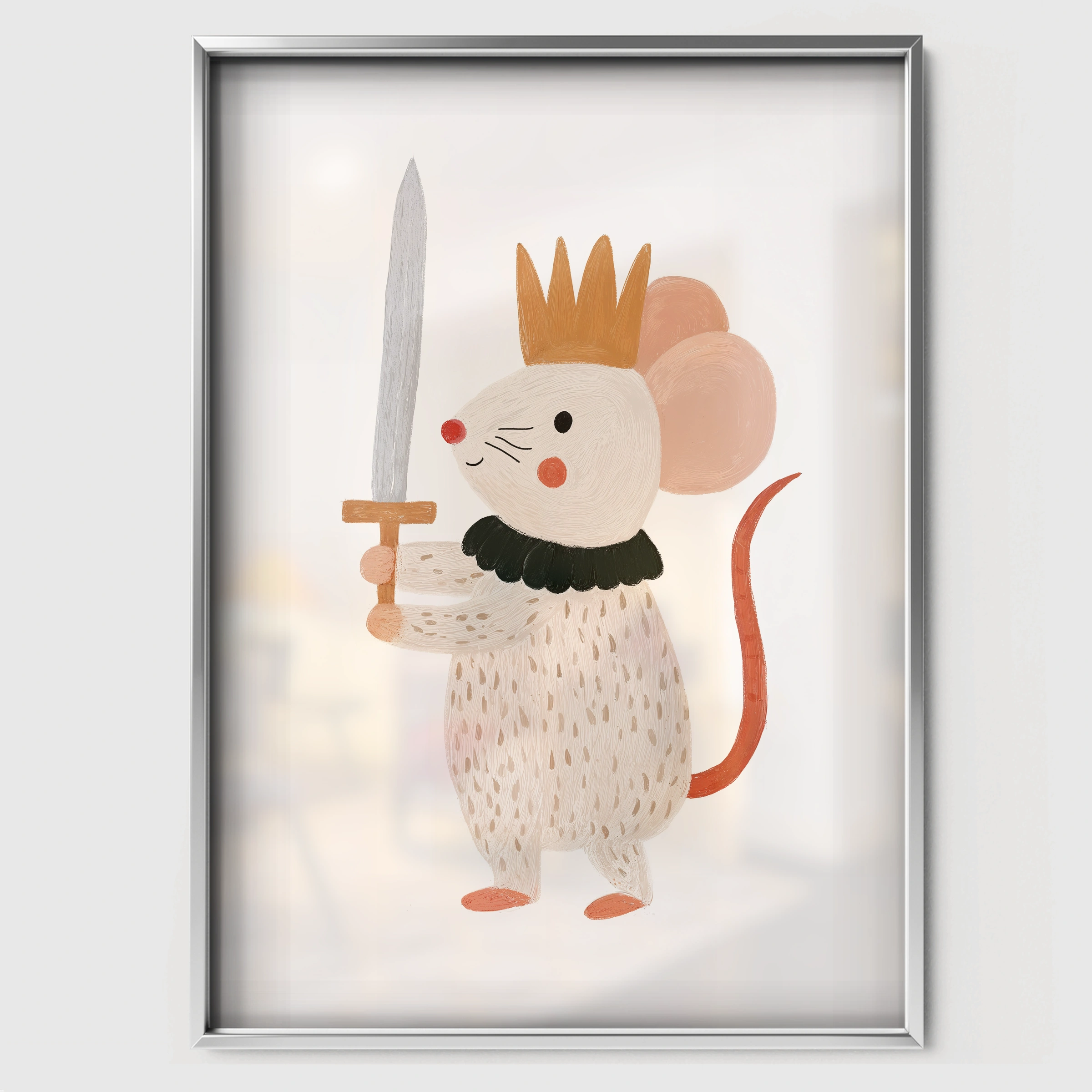 King Mouse Nursery Print - white framed nursery wall art print