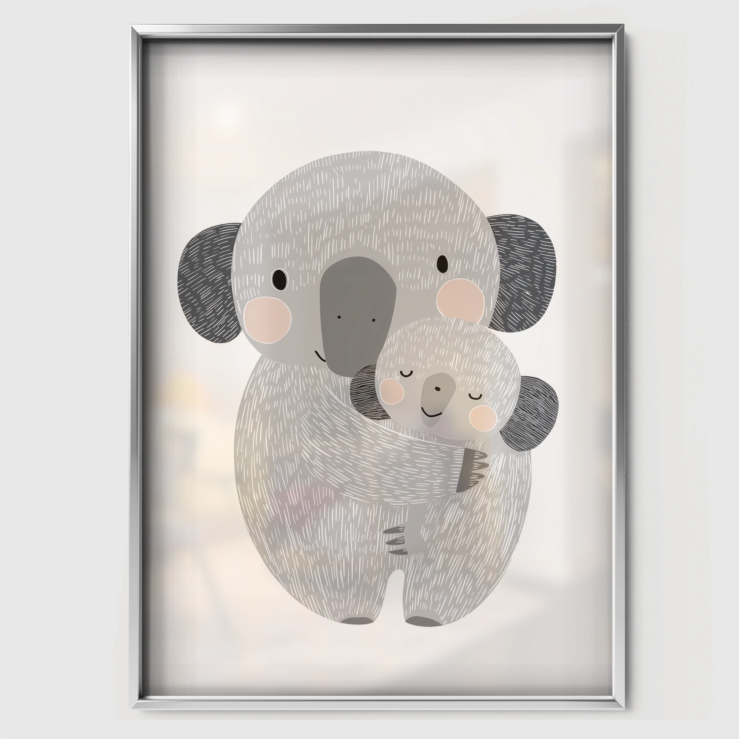 Koala Cuddle Nursery Print - white framed nursery wall art print