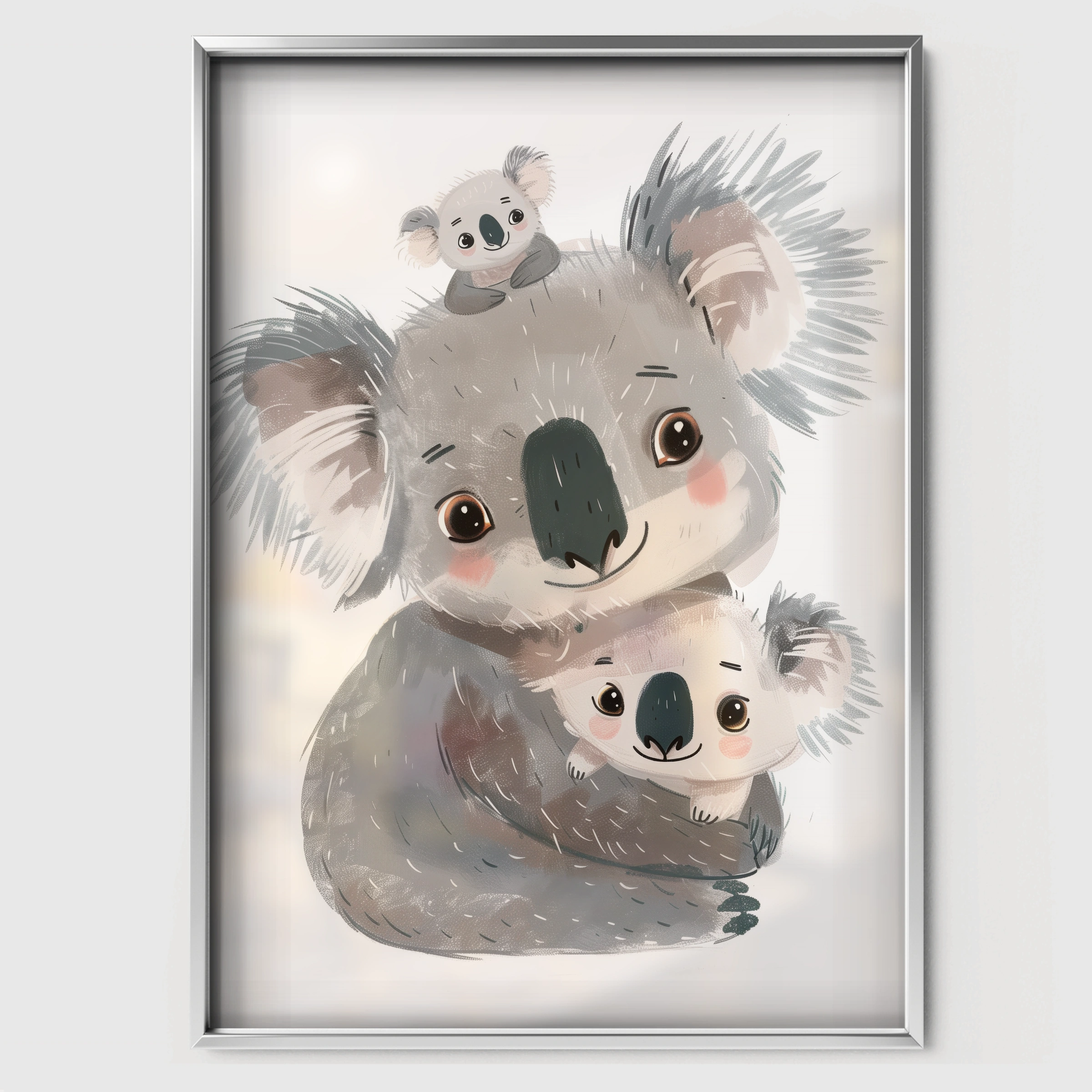 Koala Family Nursery Print - white framed nursery wall art print