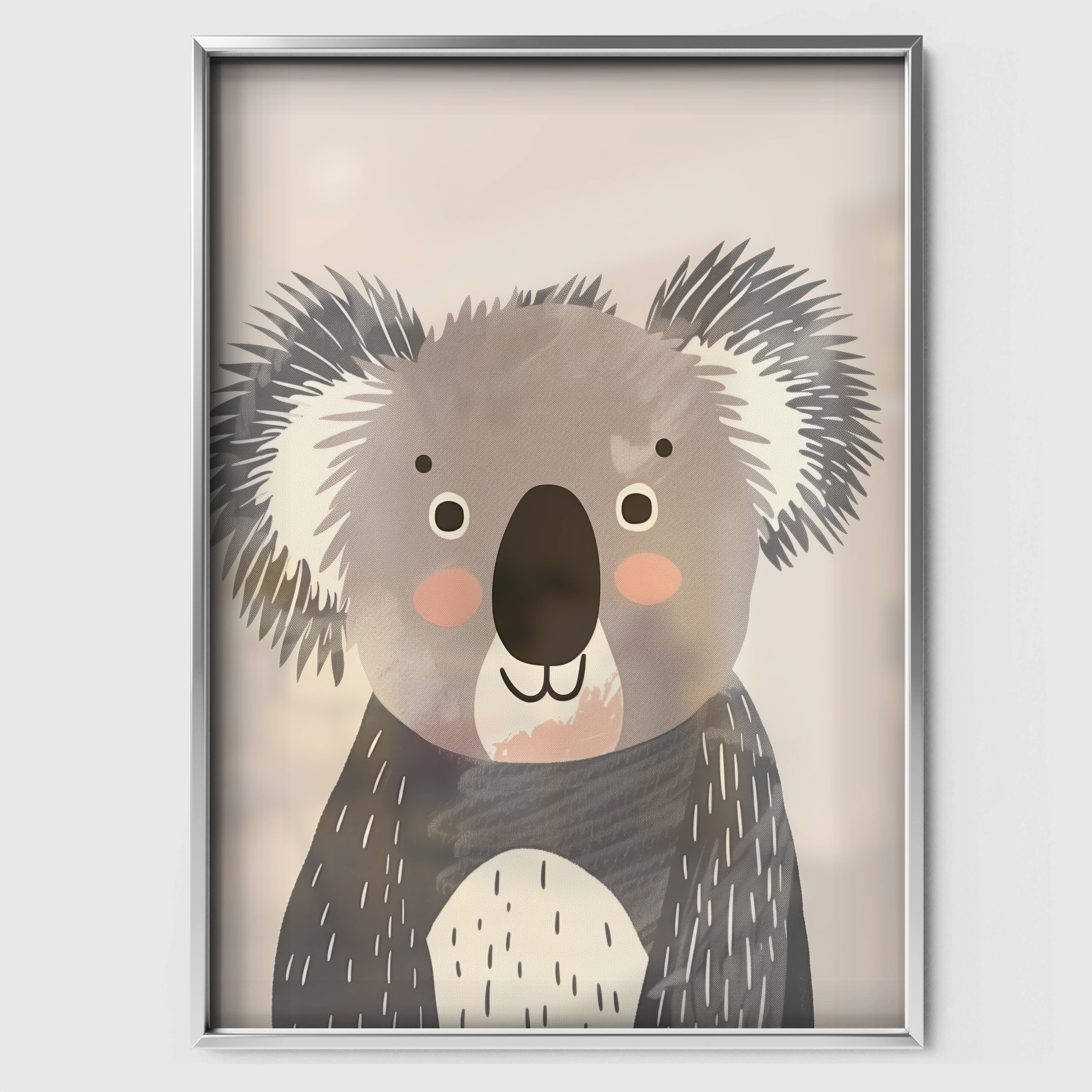Koala Nursery Print - white framed nursery wall art print