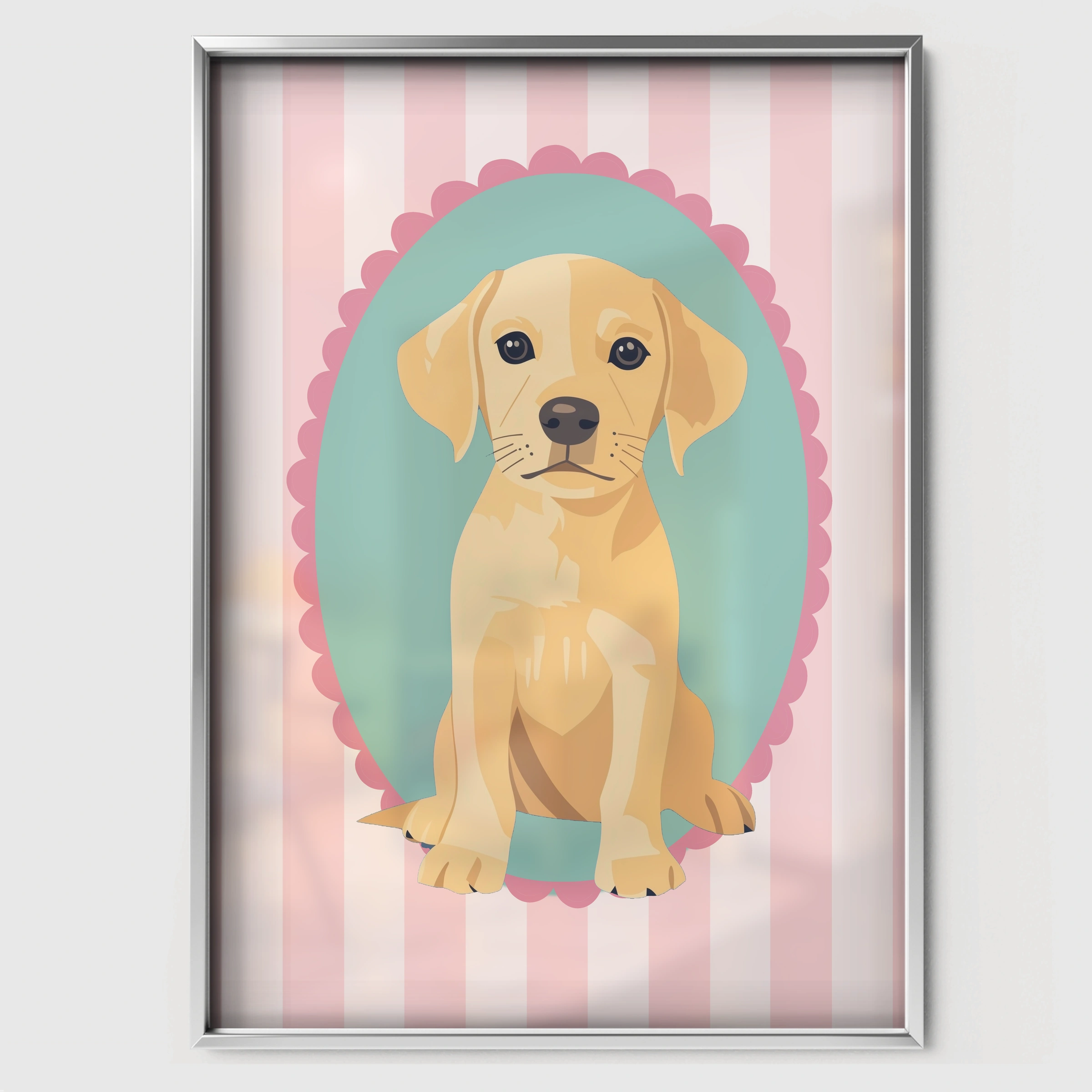 Labrador Cameo Nursery Print - white framed nursery wall art print
