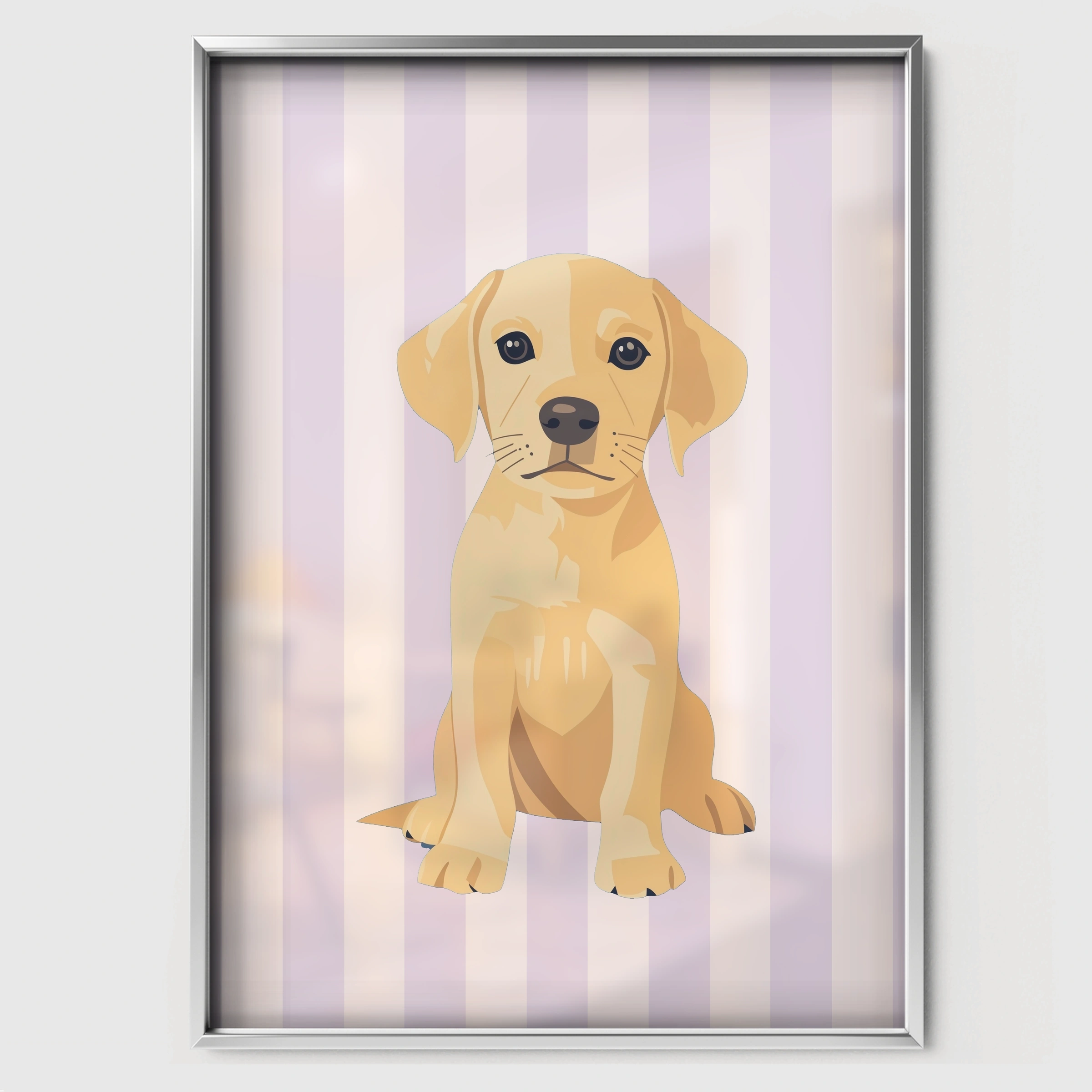 Labrador Puppy Nursery Print - white framed nursery wall art print