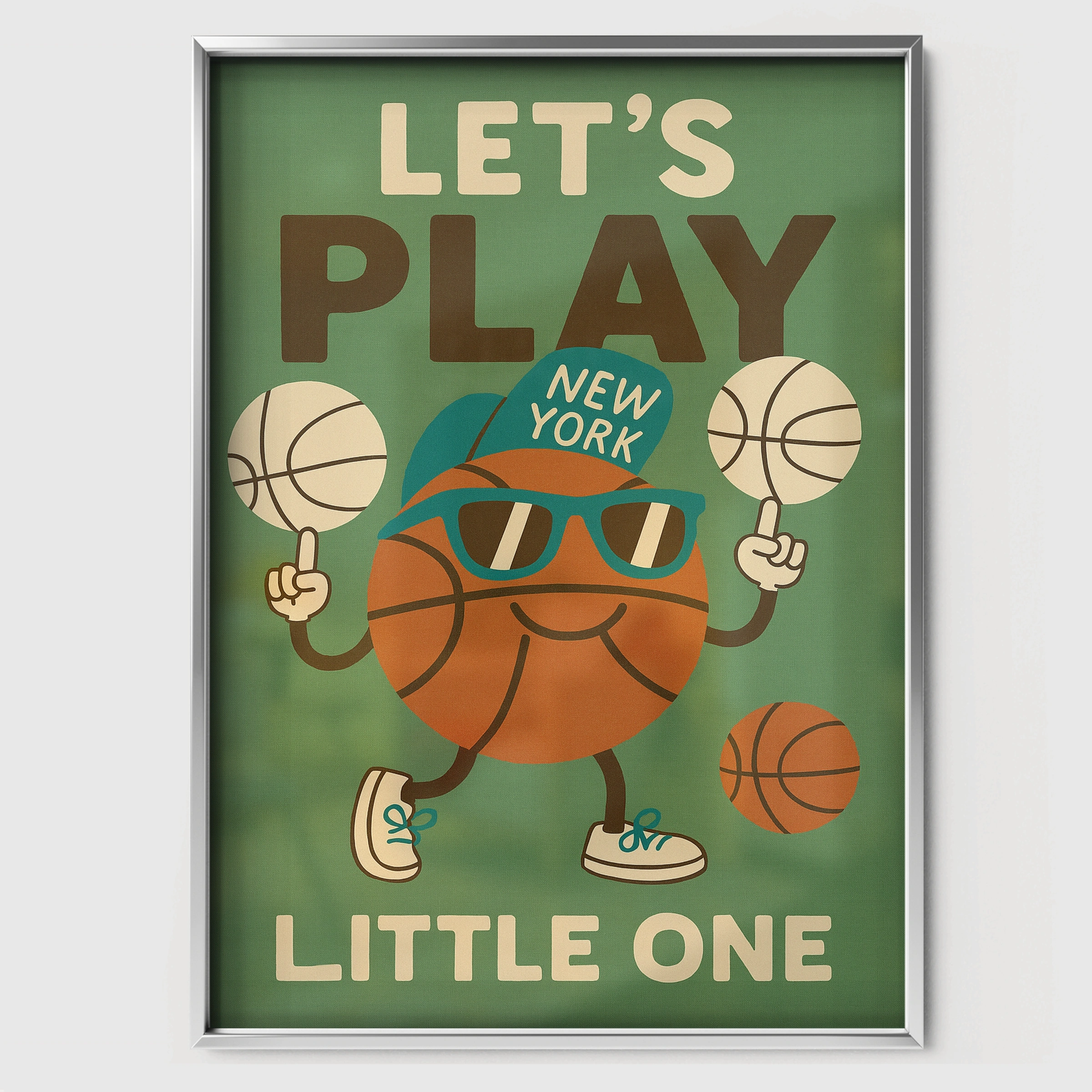 Let's Play Little One Nursery Print - white framed nursery wall art print