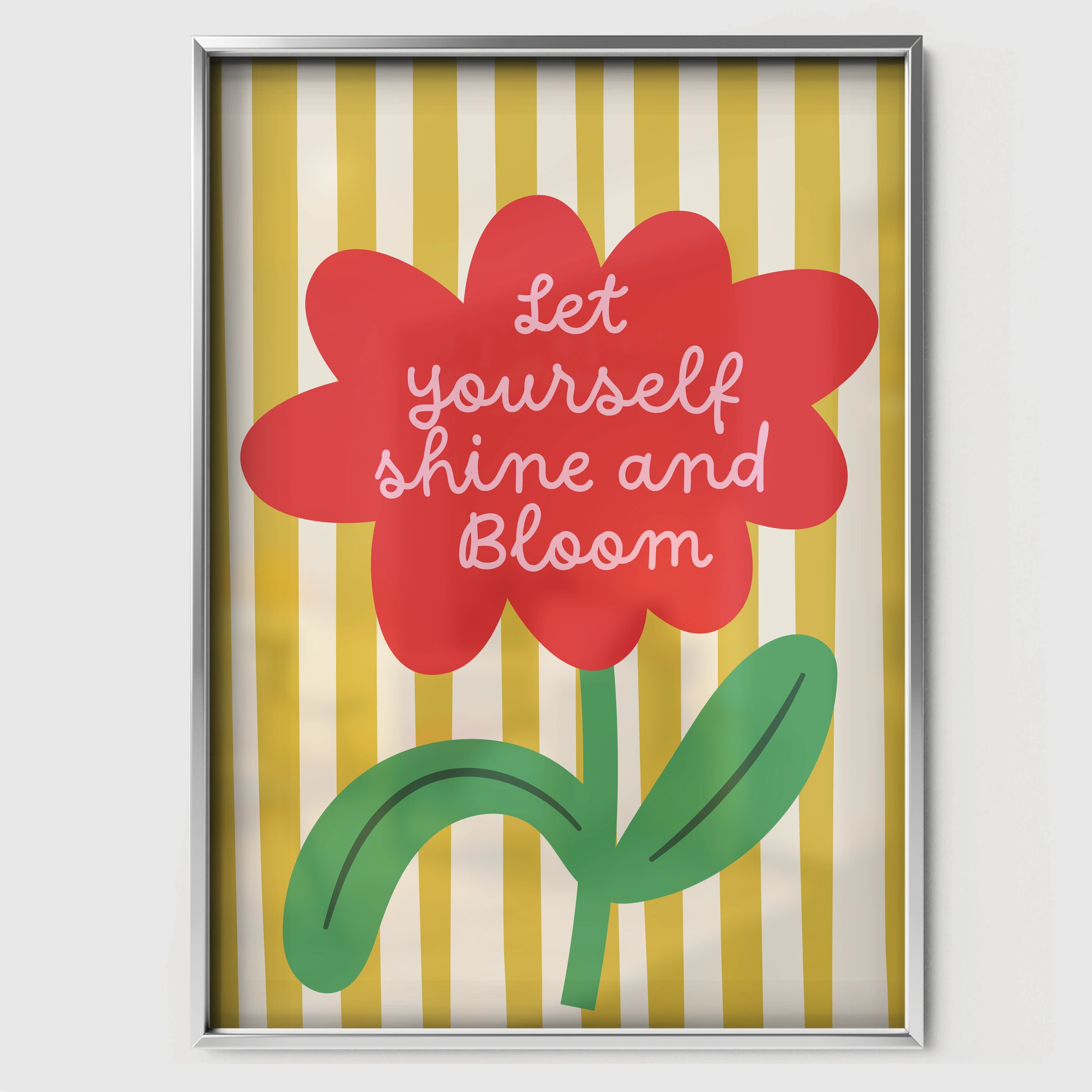 Let Yourself Shine And Bloom Nursery Print - white framed nursery wall art print