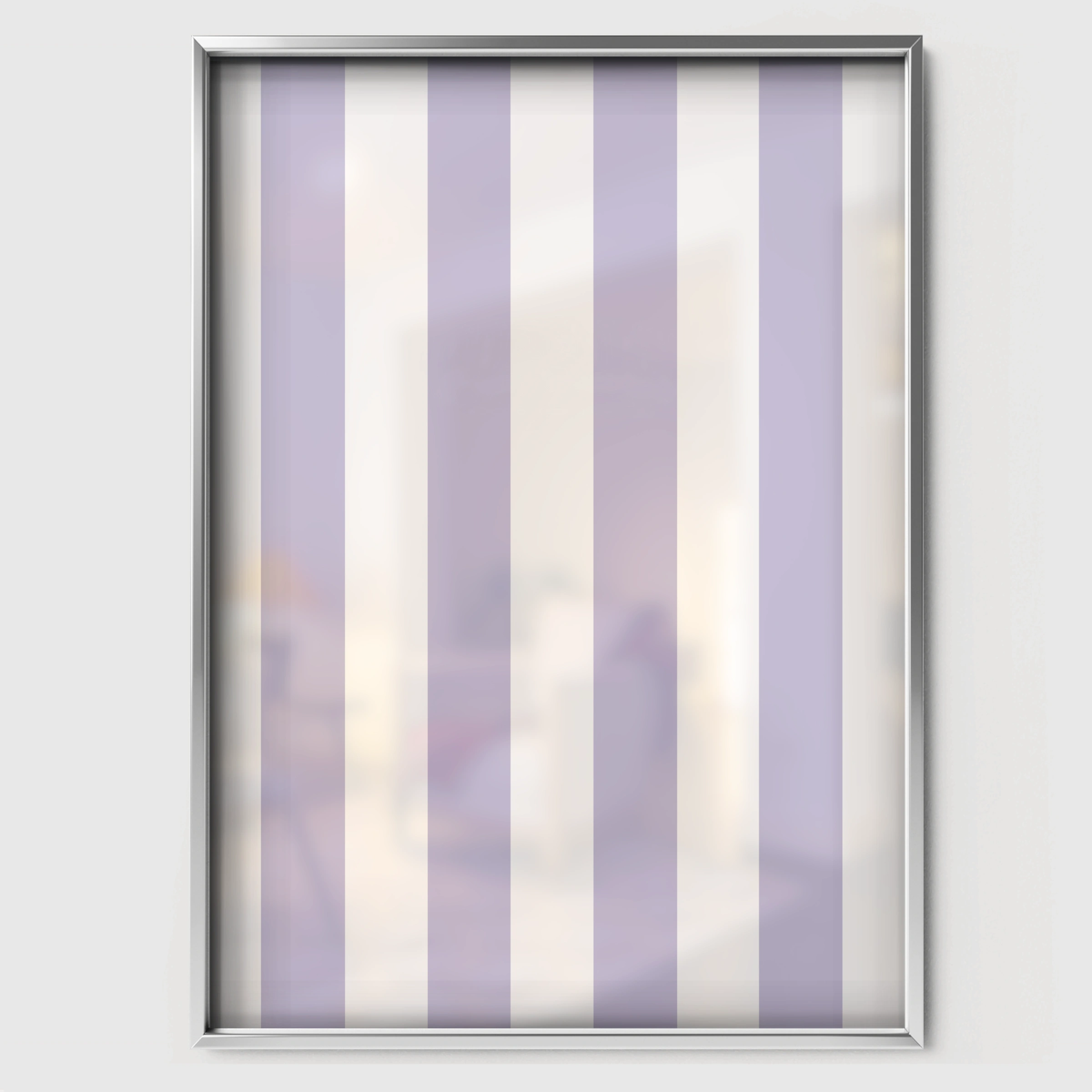 Lilac Stripes Nursery Print - white framed nursery wall art print