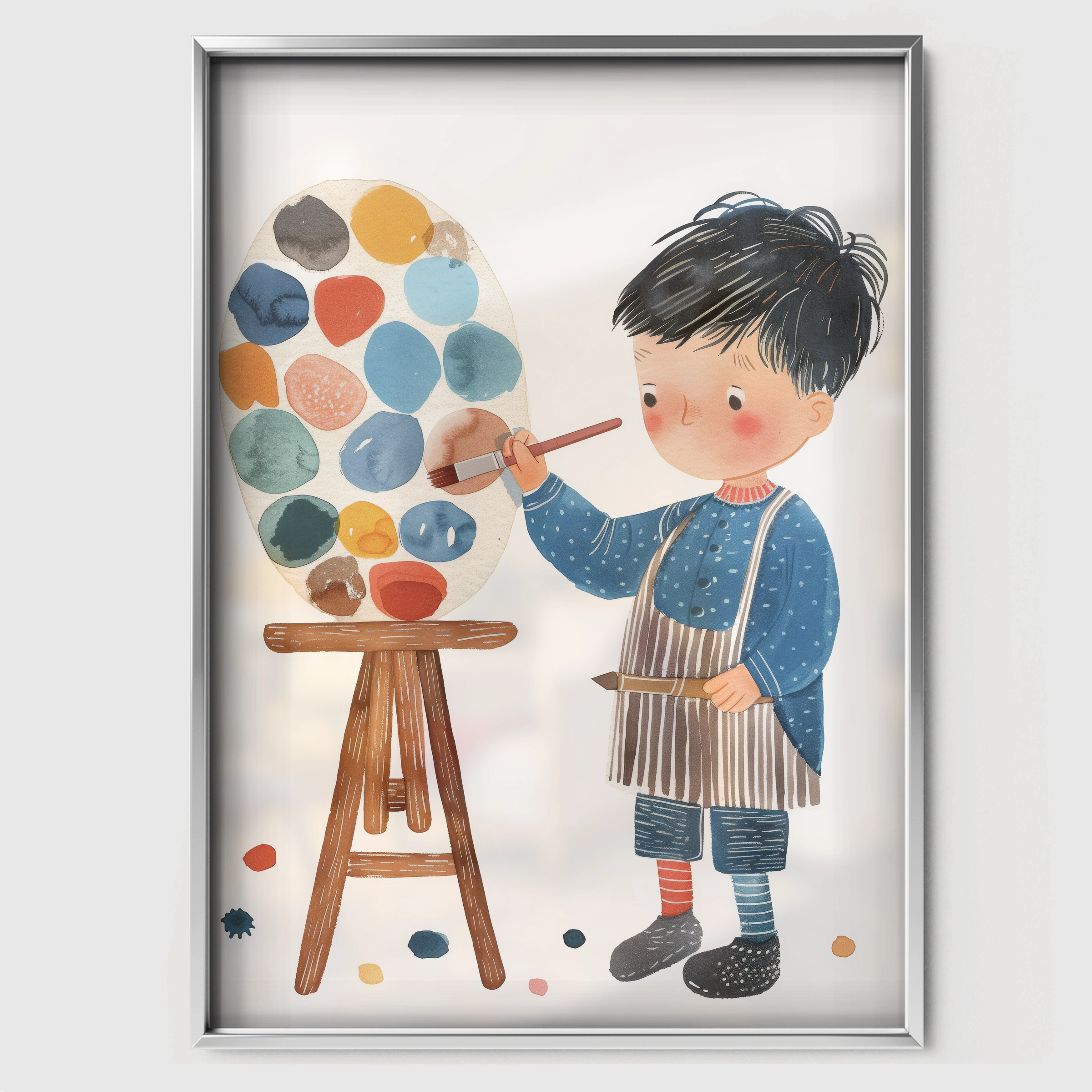 Little Artist Nursery Print - white framed nursery wall art print