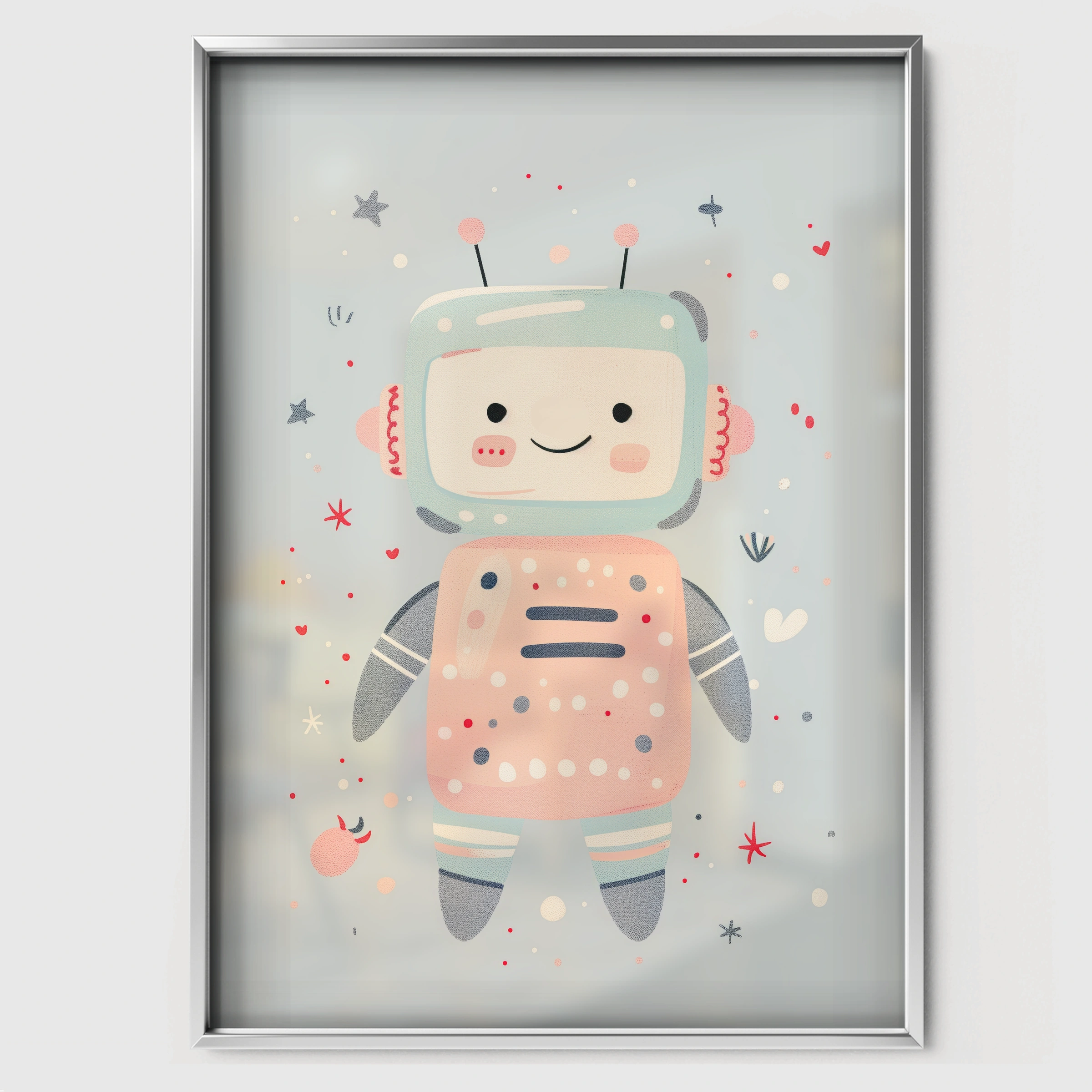 Little Astronaut Nursery Print - white framed nursery wall art print