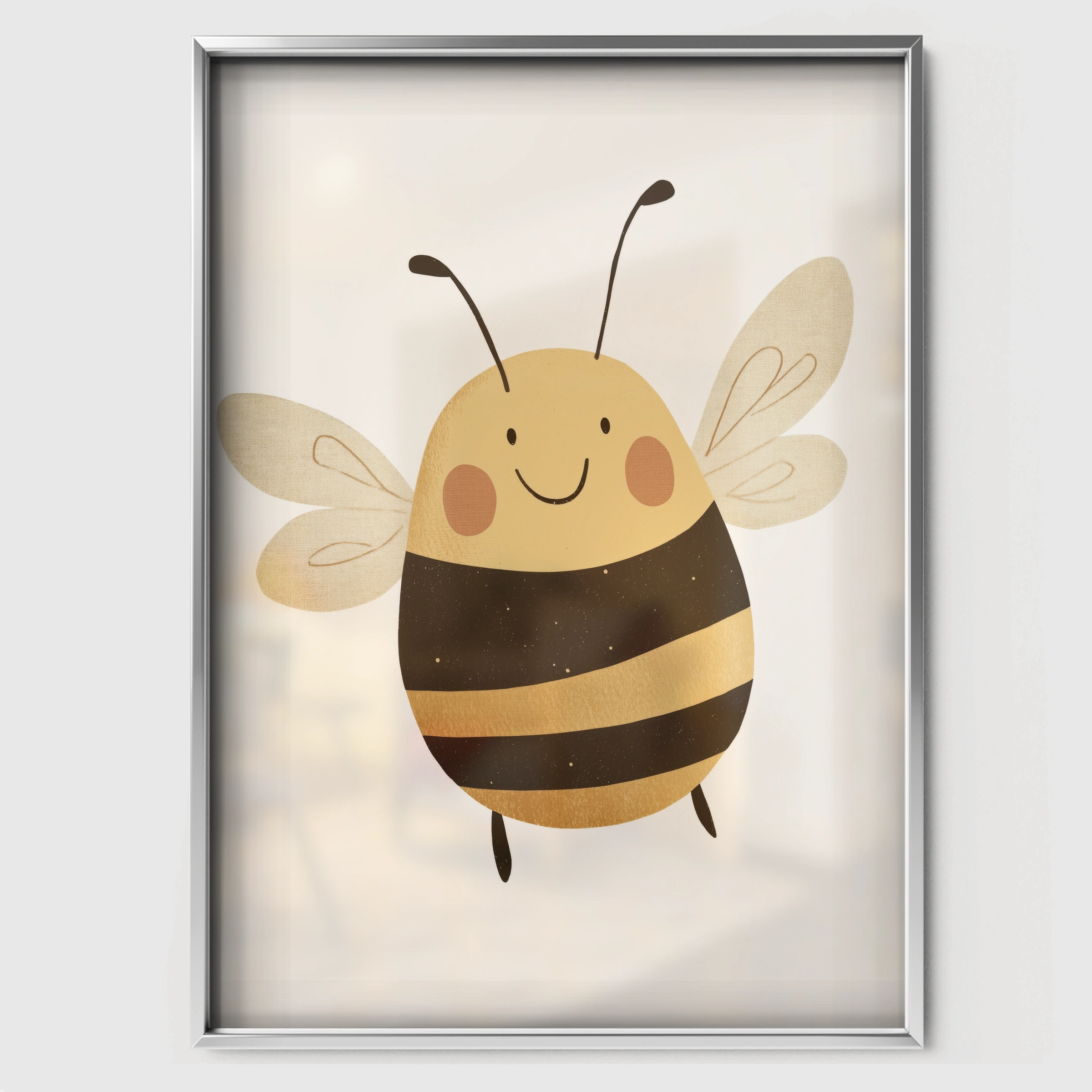 Little Bee Nursery Print - white framed nursery wall art print