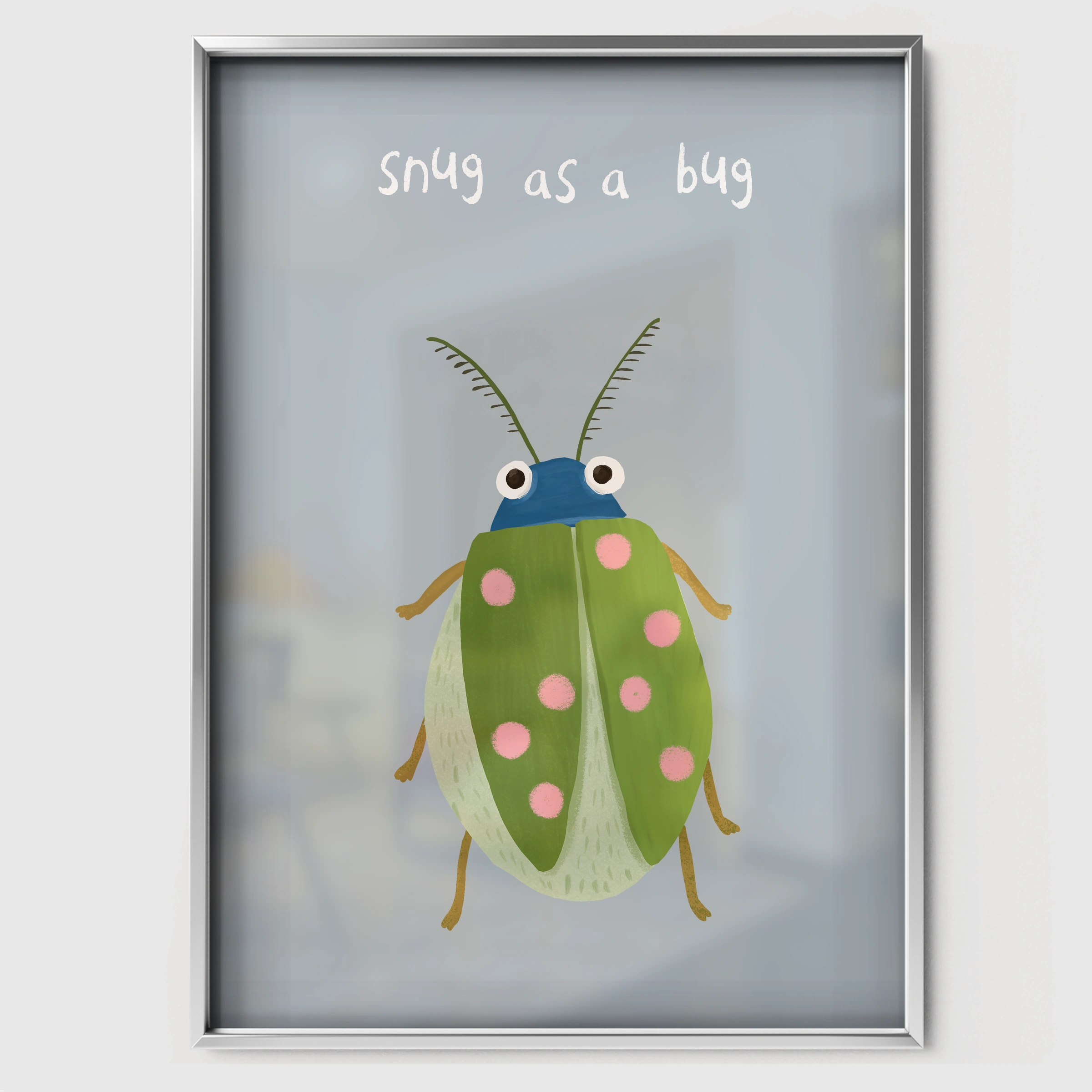 Little Beetle Nursery Print - white framed nursery wall art print