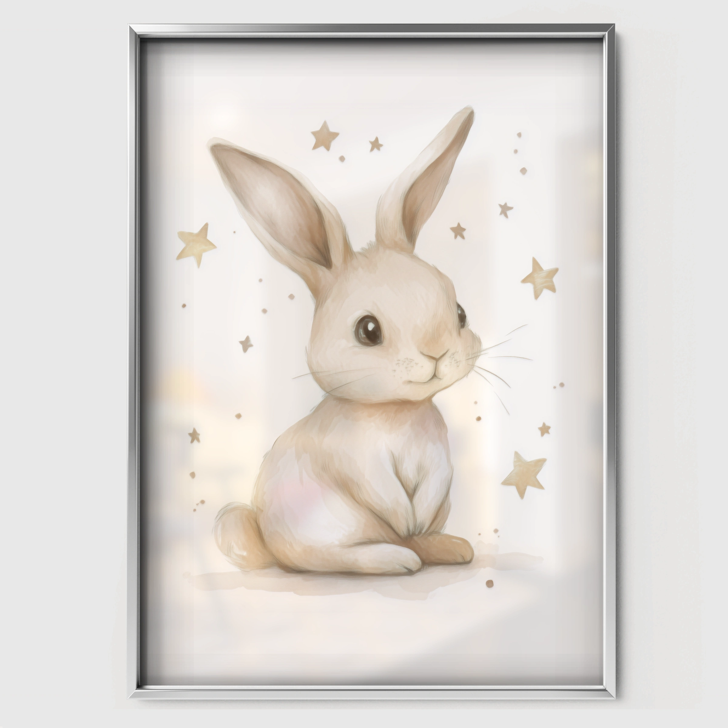 Little Bunny Nursery Print - white framed nursery wall art print