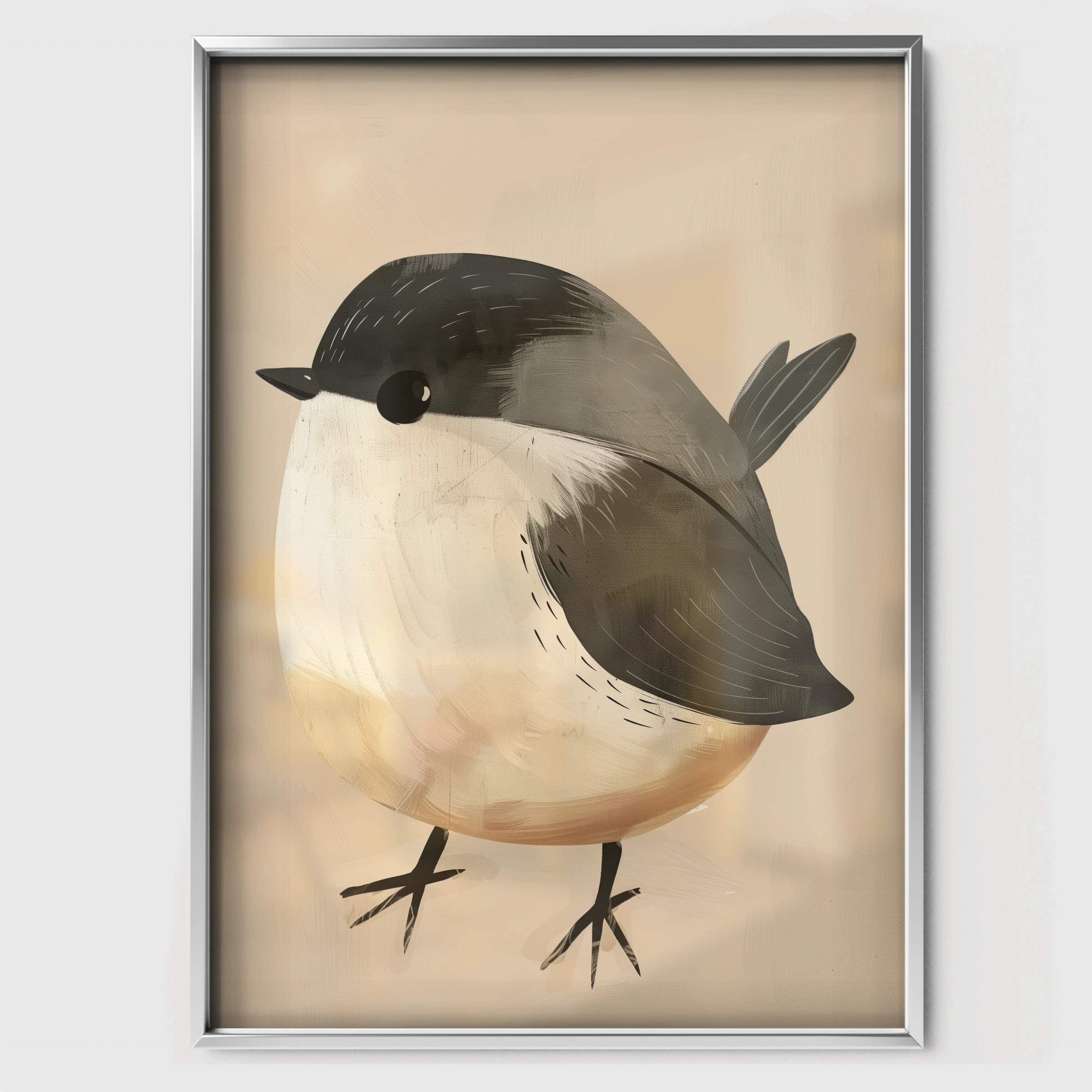 Little Chickadee Nursery Print - white framed nursery wall art print