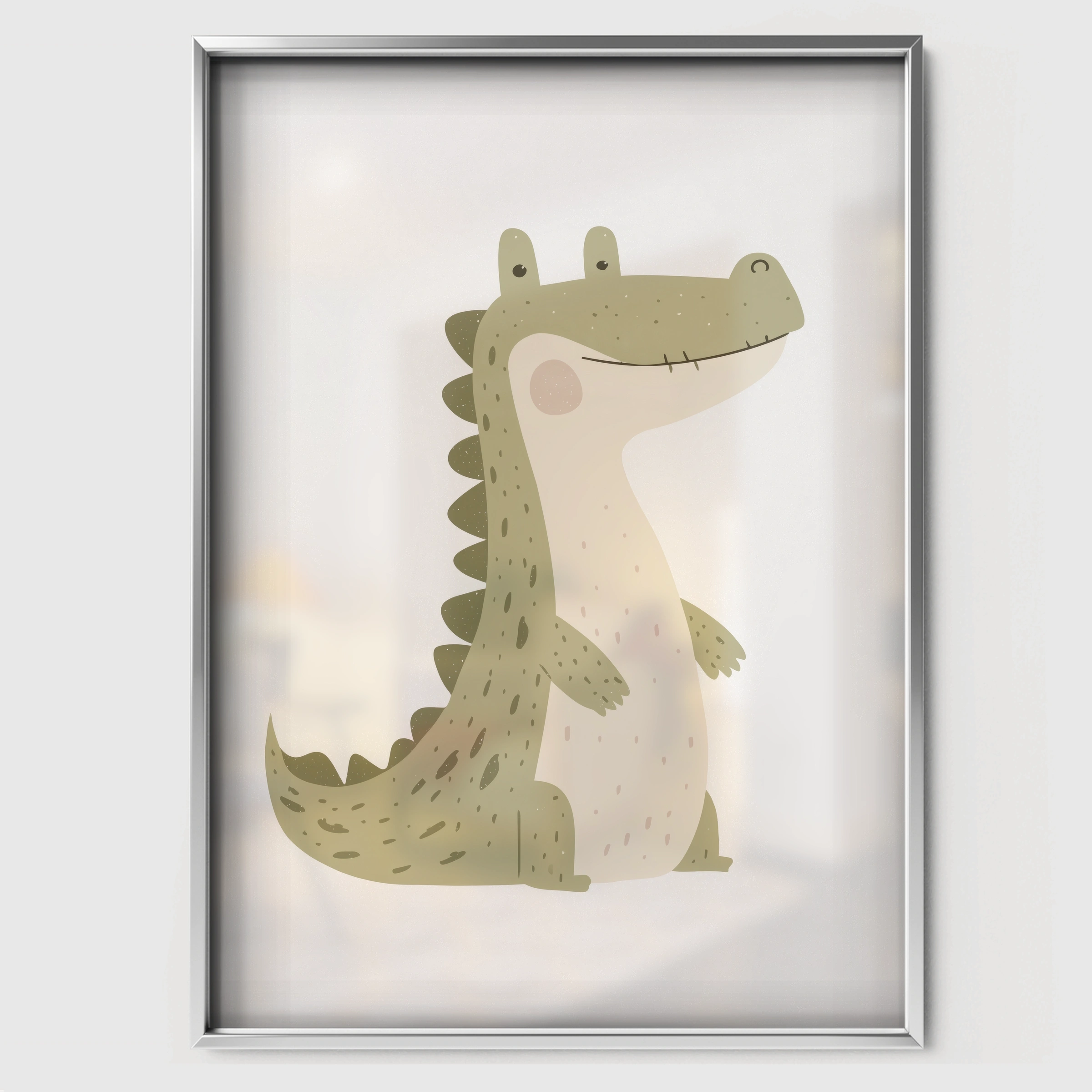 Little Crocodile Nursery Print - white framed nursery wall art print