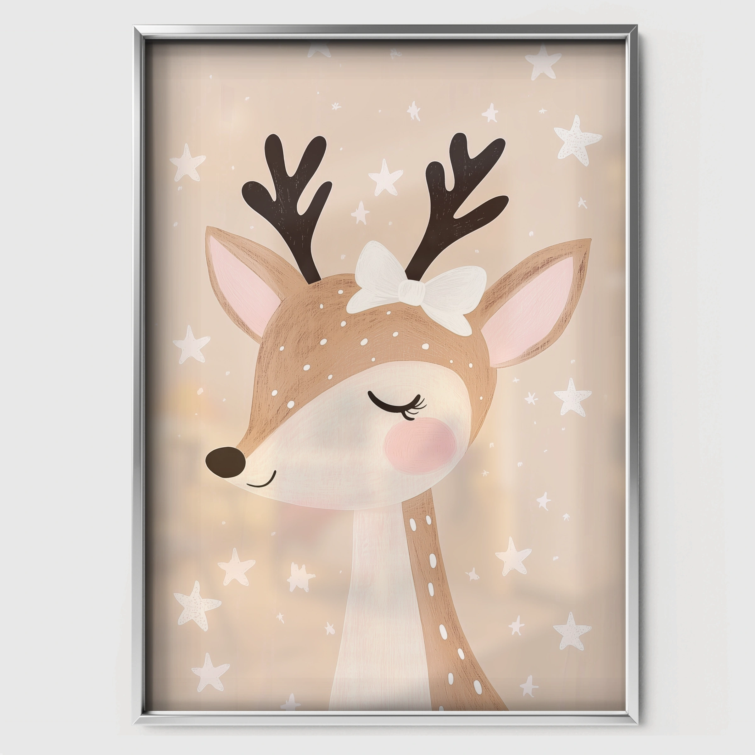 Little Deer Nursery Print - white framed nursery wall art print