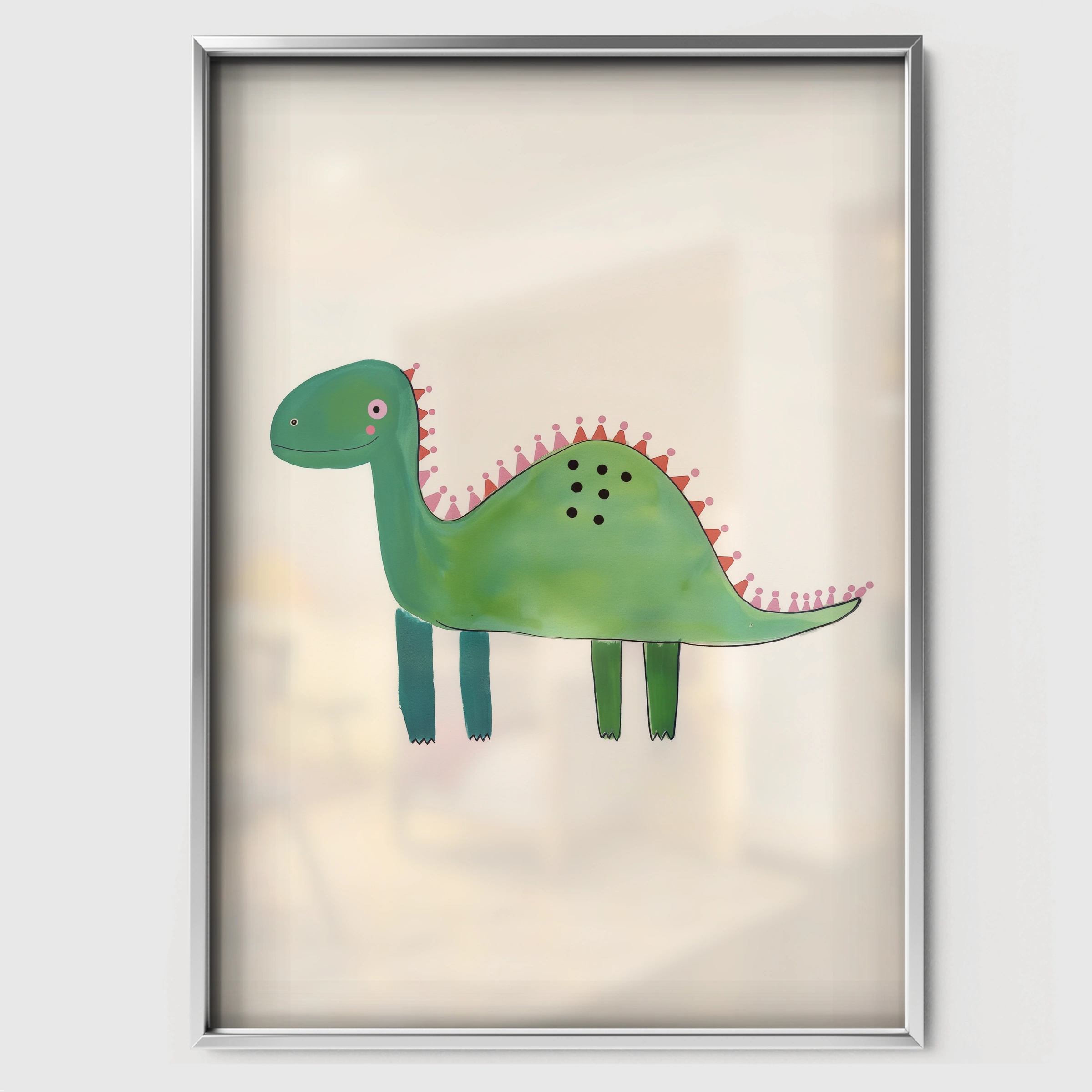 Little Dinosaur Nursery Print - white framed nursery wall art print