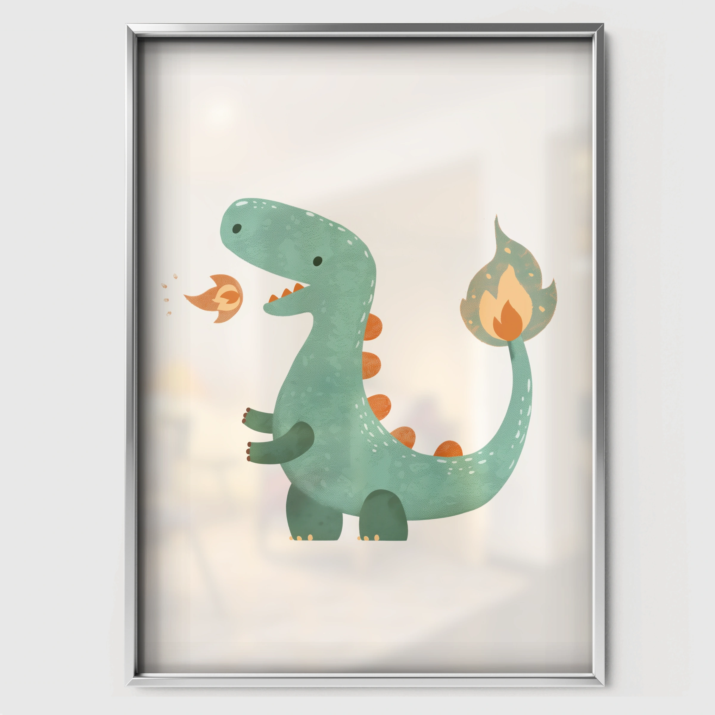 Little Dragon Nursery Print - white framed nursery wall art print