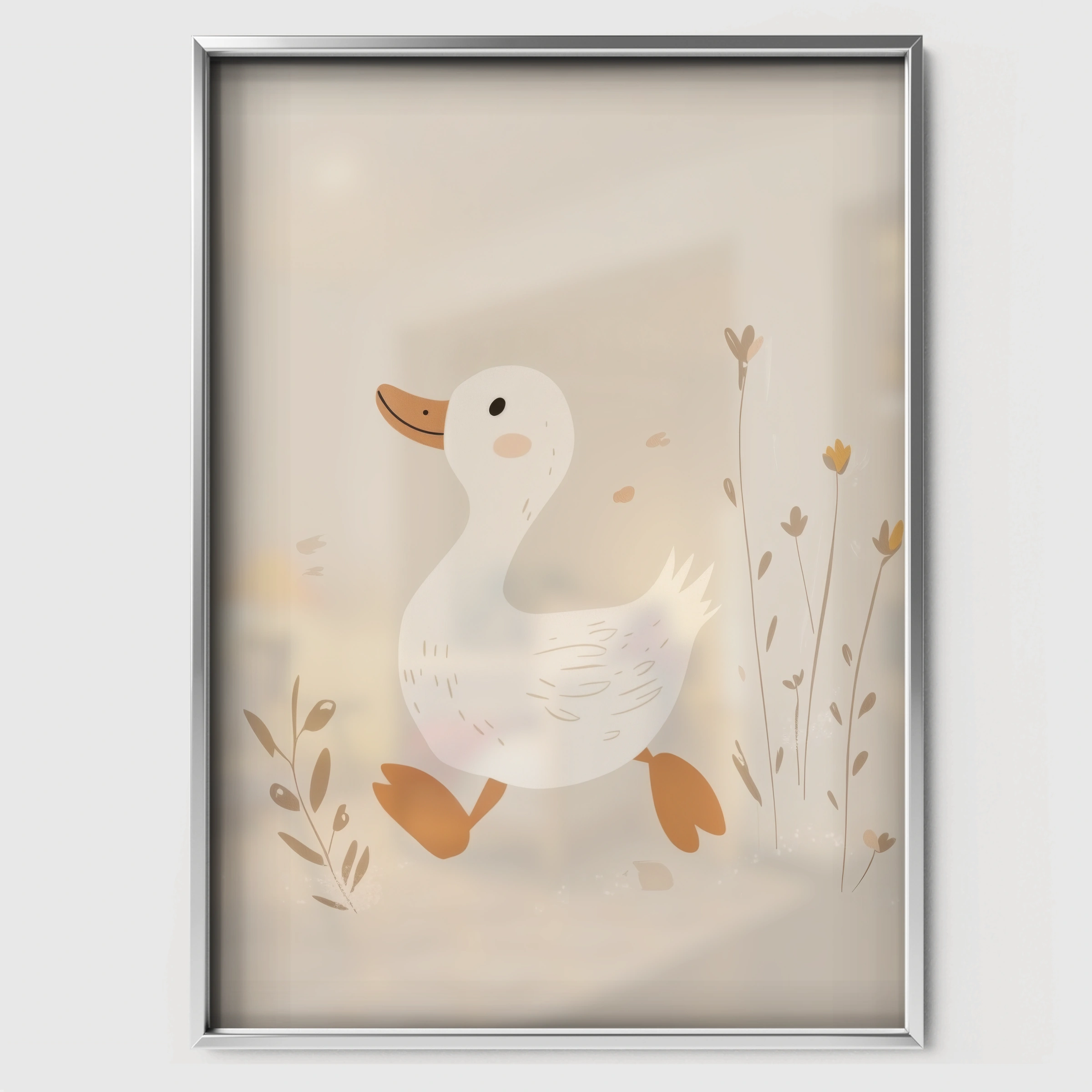 Little Duckling Nursery Print - white framed nursery wall art print