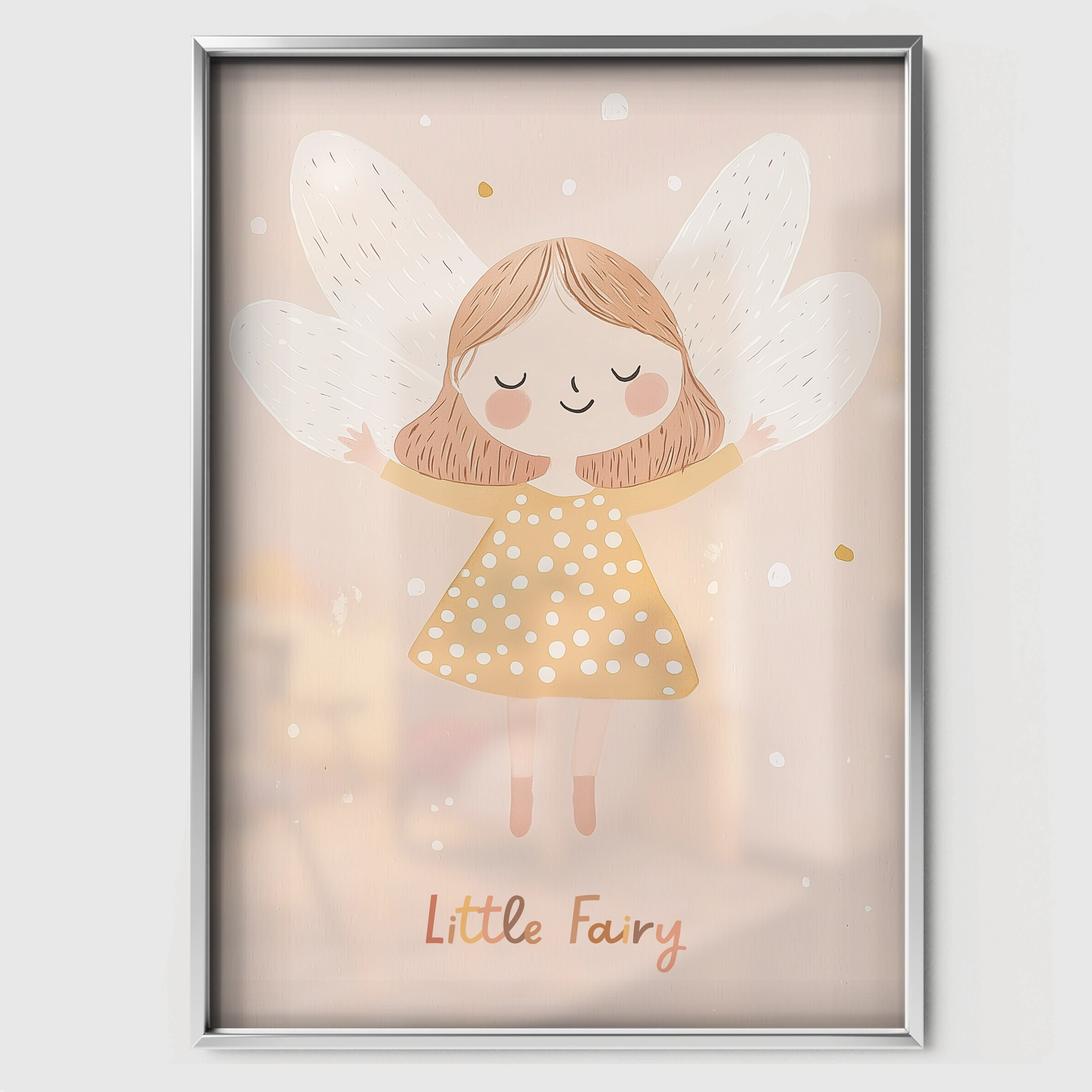 Little Fairy Nursery Print - white framed nursery wall art print