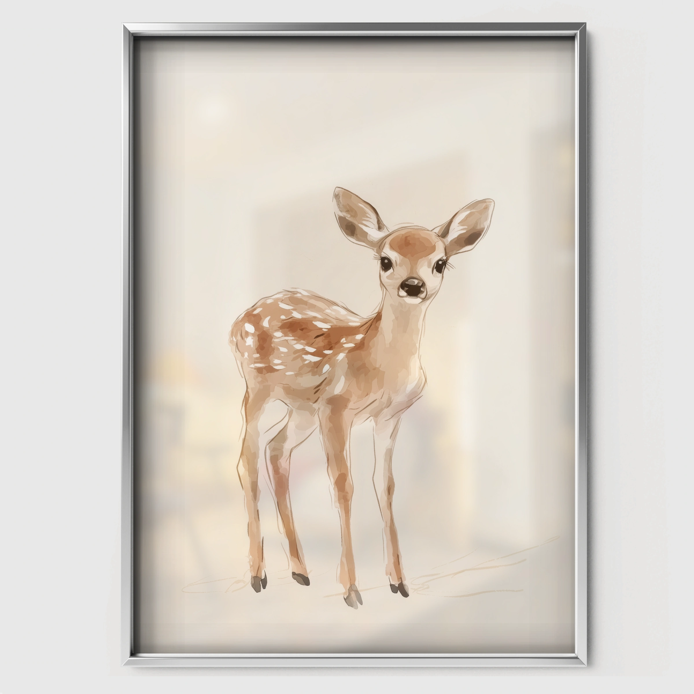Little Fawn Christmas Print - white framed nursery wall art print