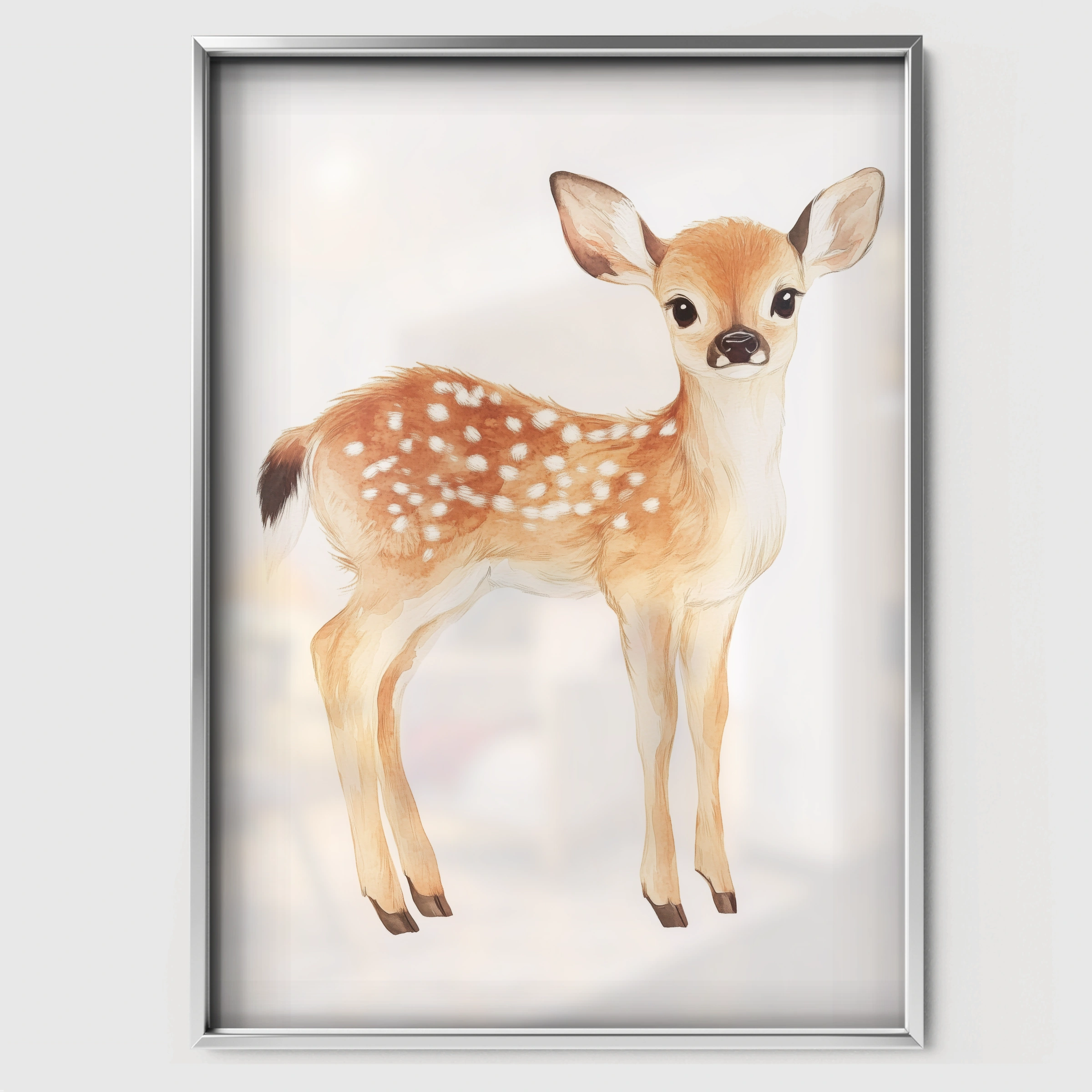 Little Fawn Nursery Print - white framed nursery wall art print