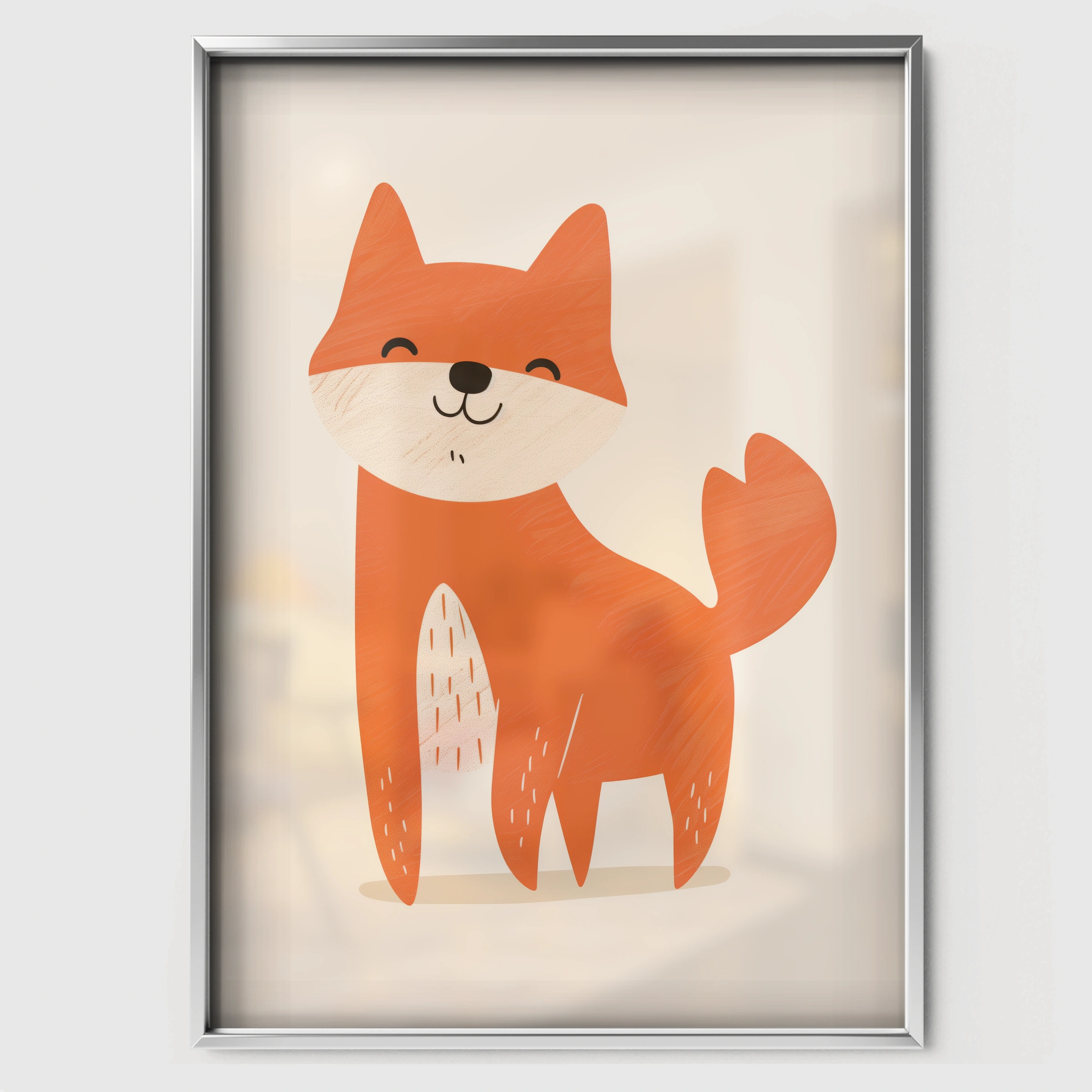 Little Fox Nursery Print - white framed nursery wall art print