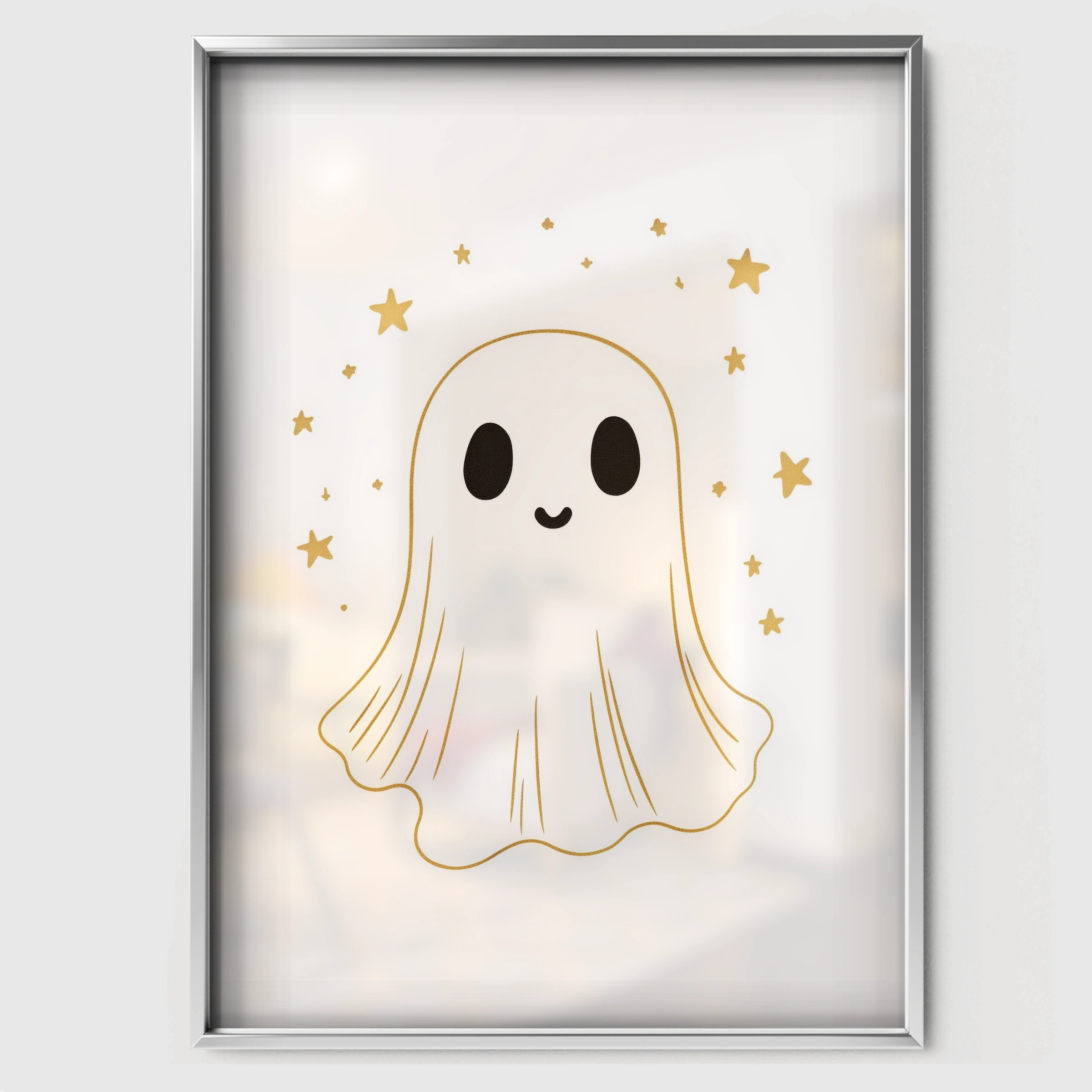 Little Ghost Nursery Print - white framed nursery wall art print