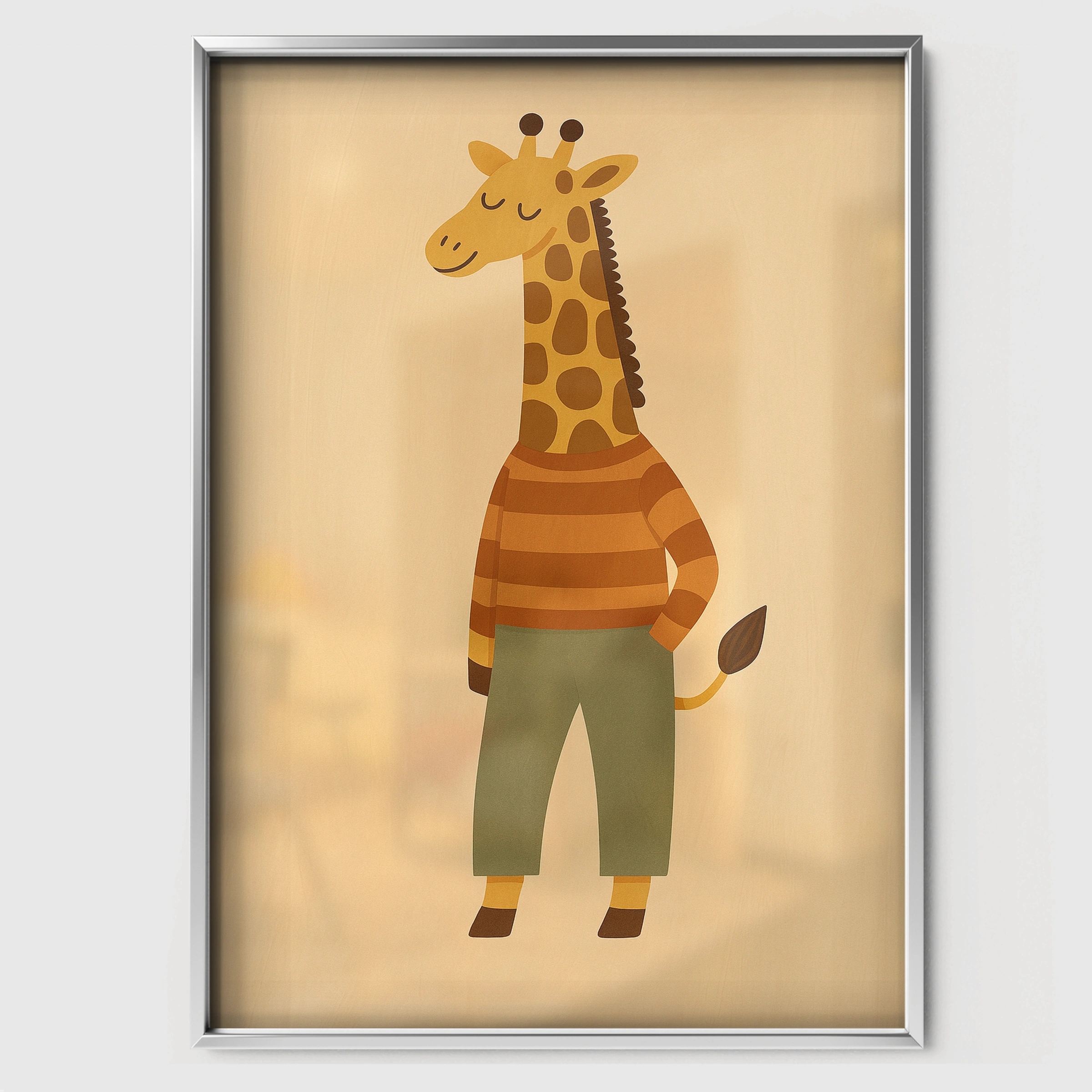 Little Giraffe Nursery Print - white framed nursery wall art print
