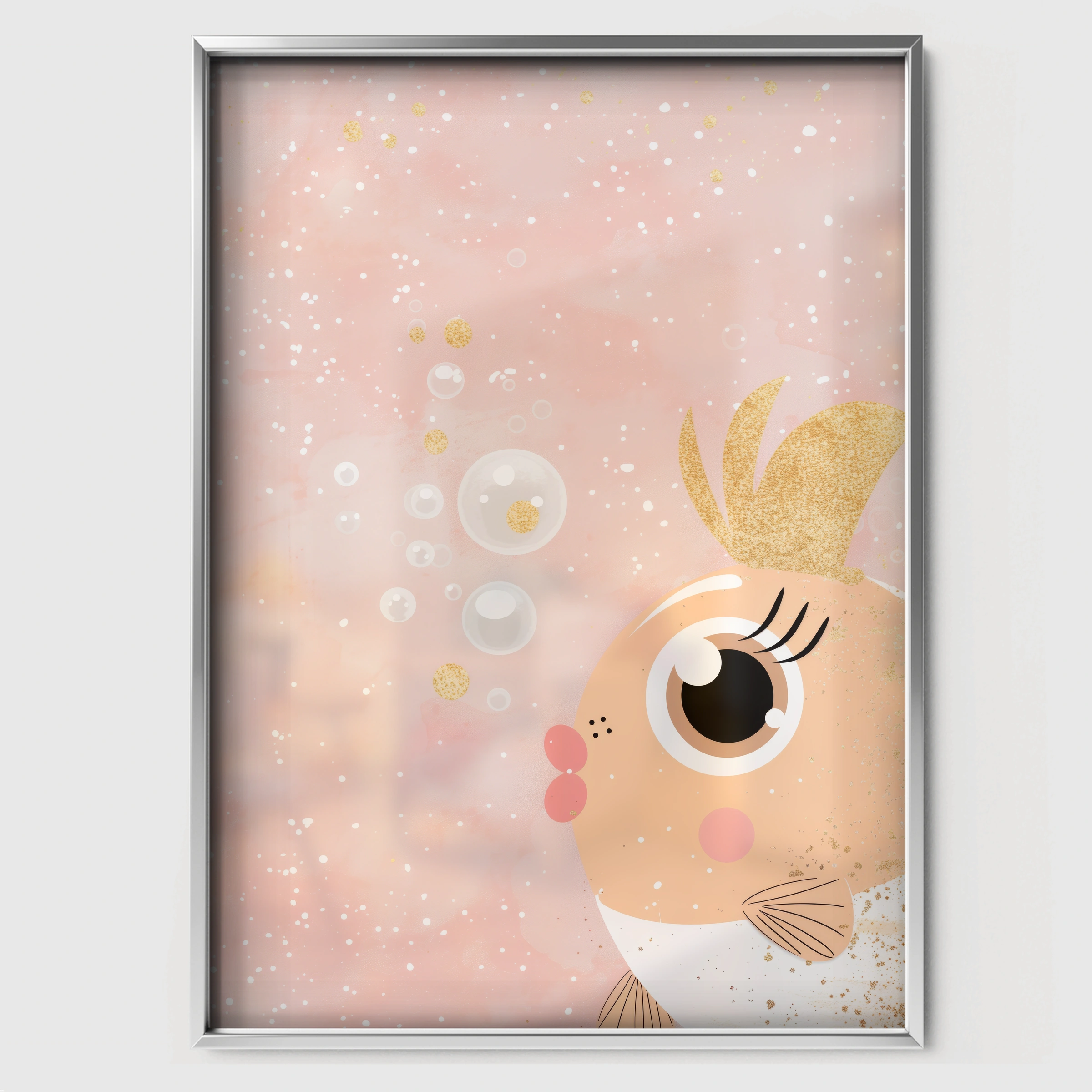 Little Goldfish Nursery Print - white framed nursery wall art print