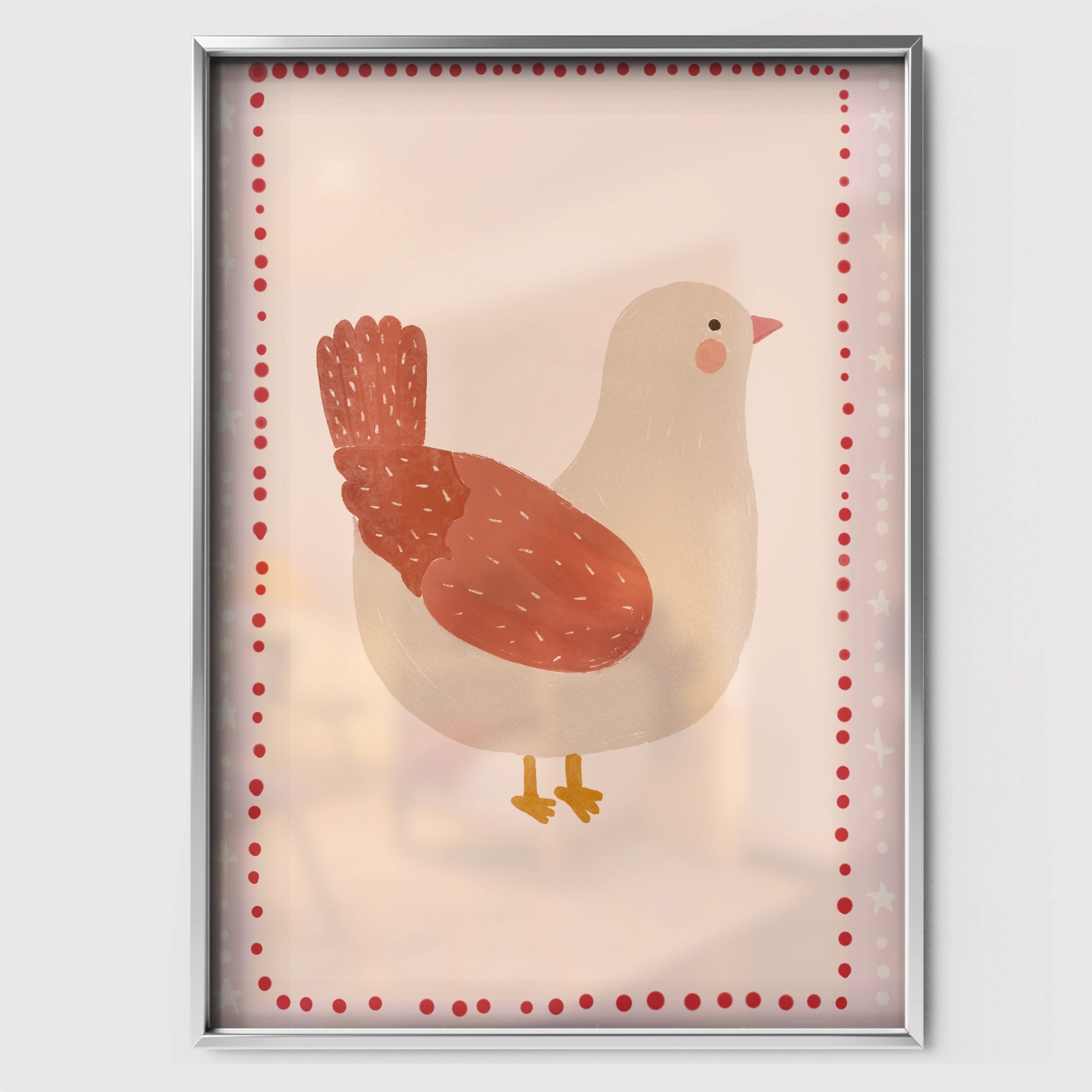 Little Hen Nursery Print - white framed nursery wall art print