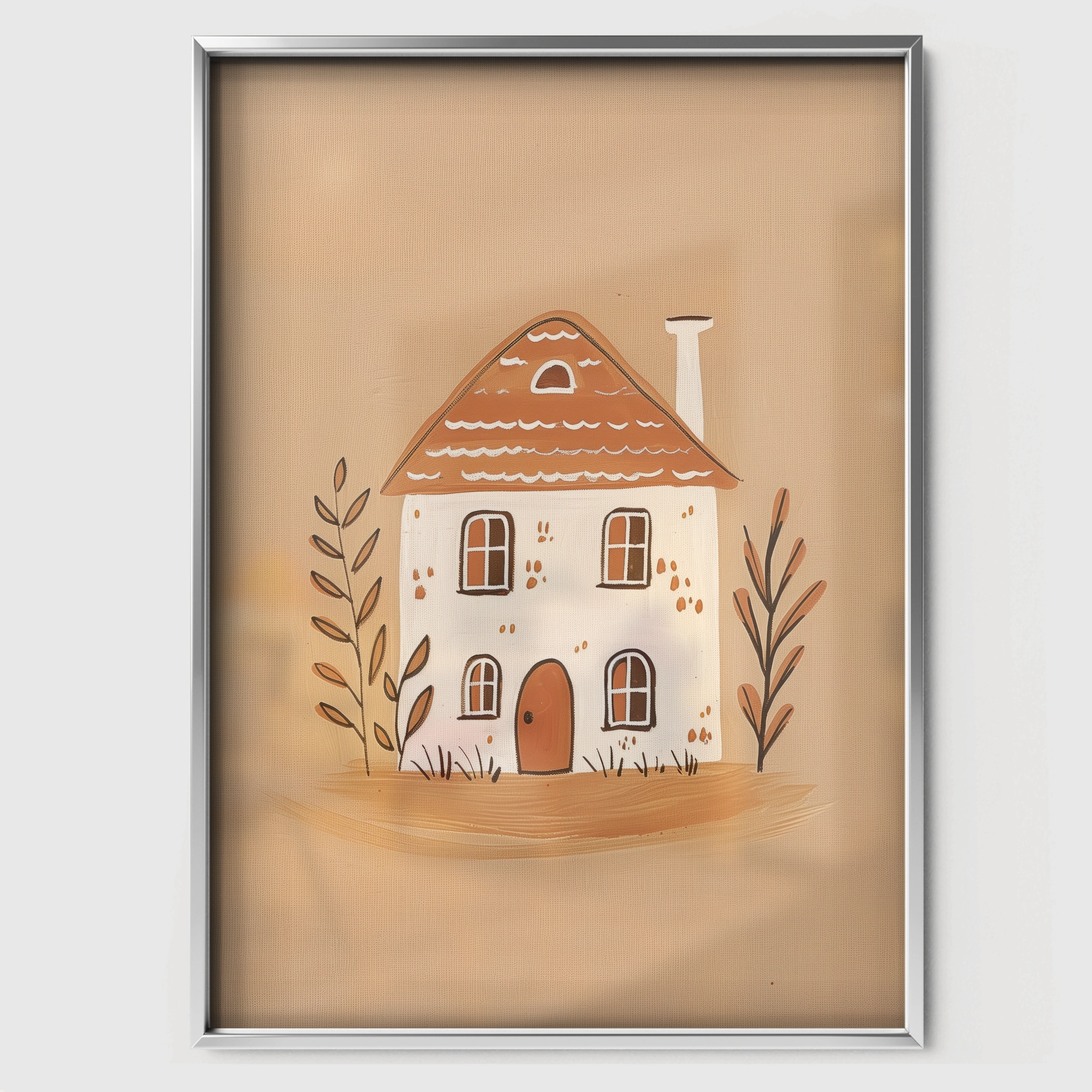 Little House Nursery Print - white framed nursery wall art print
