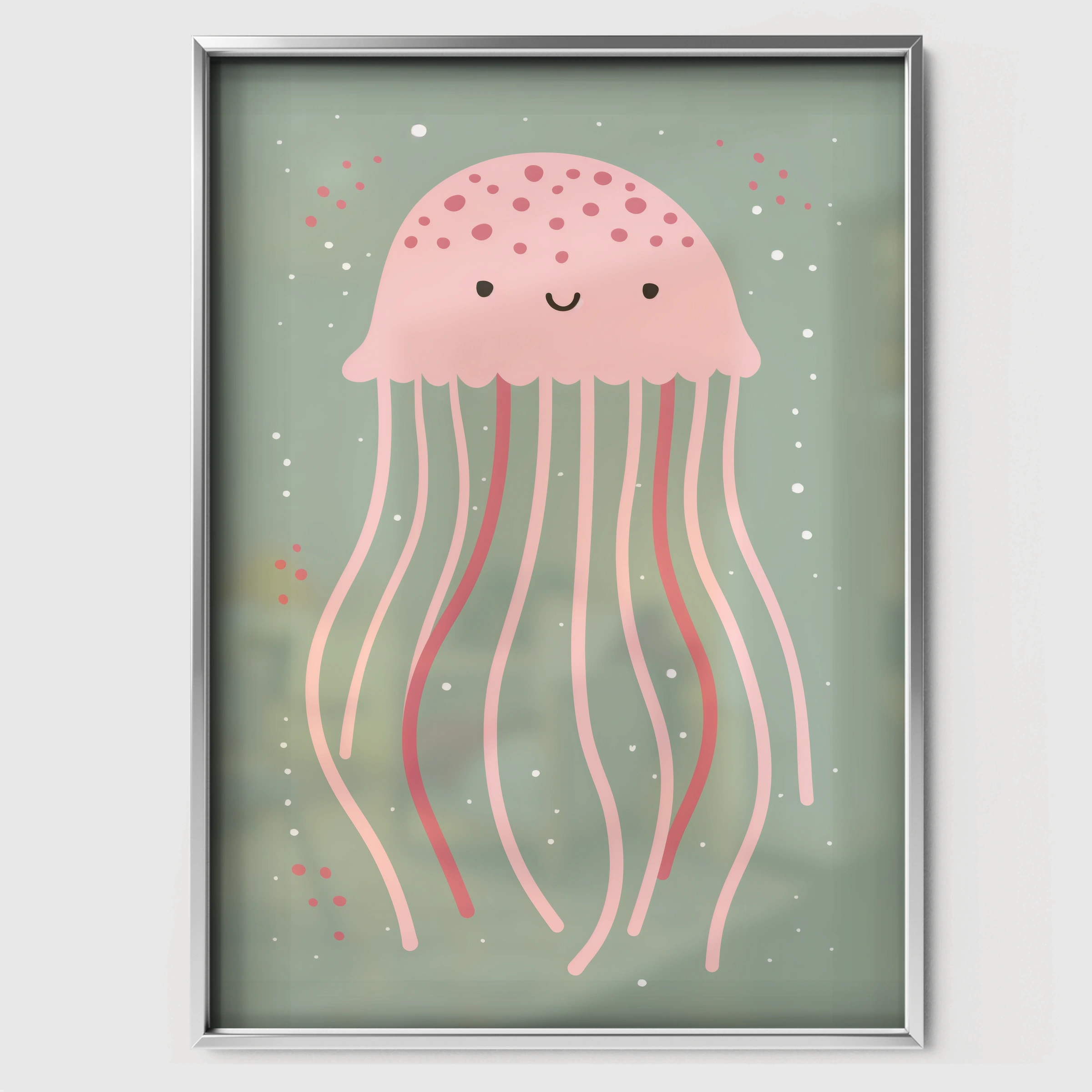 Little Jellyfish Nursery Print - white framed nursery wall art print