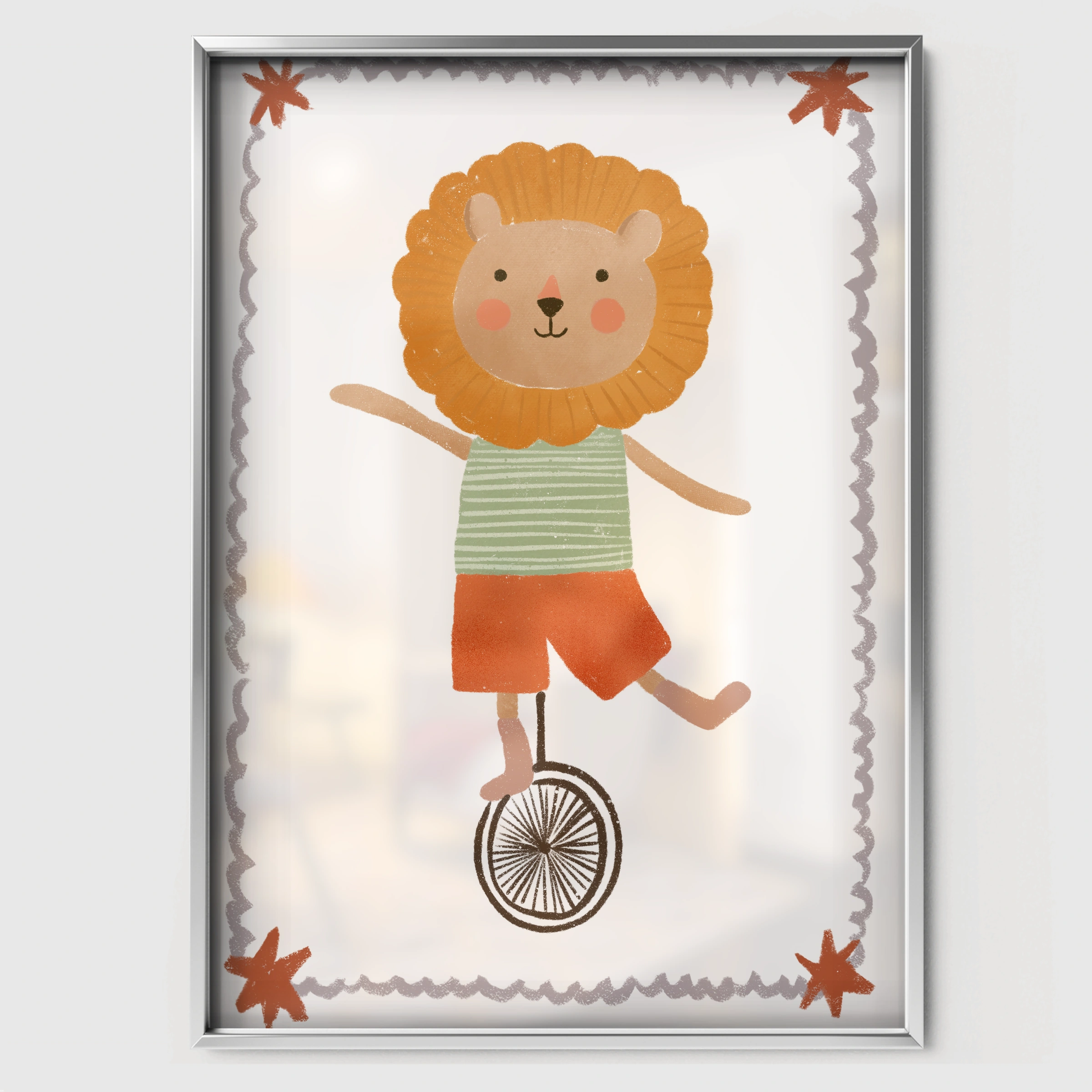 Little Lion Boy Nursery Print - white framed nursery wall art print