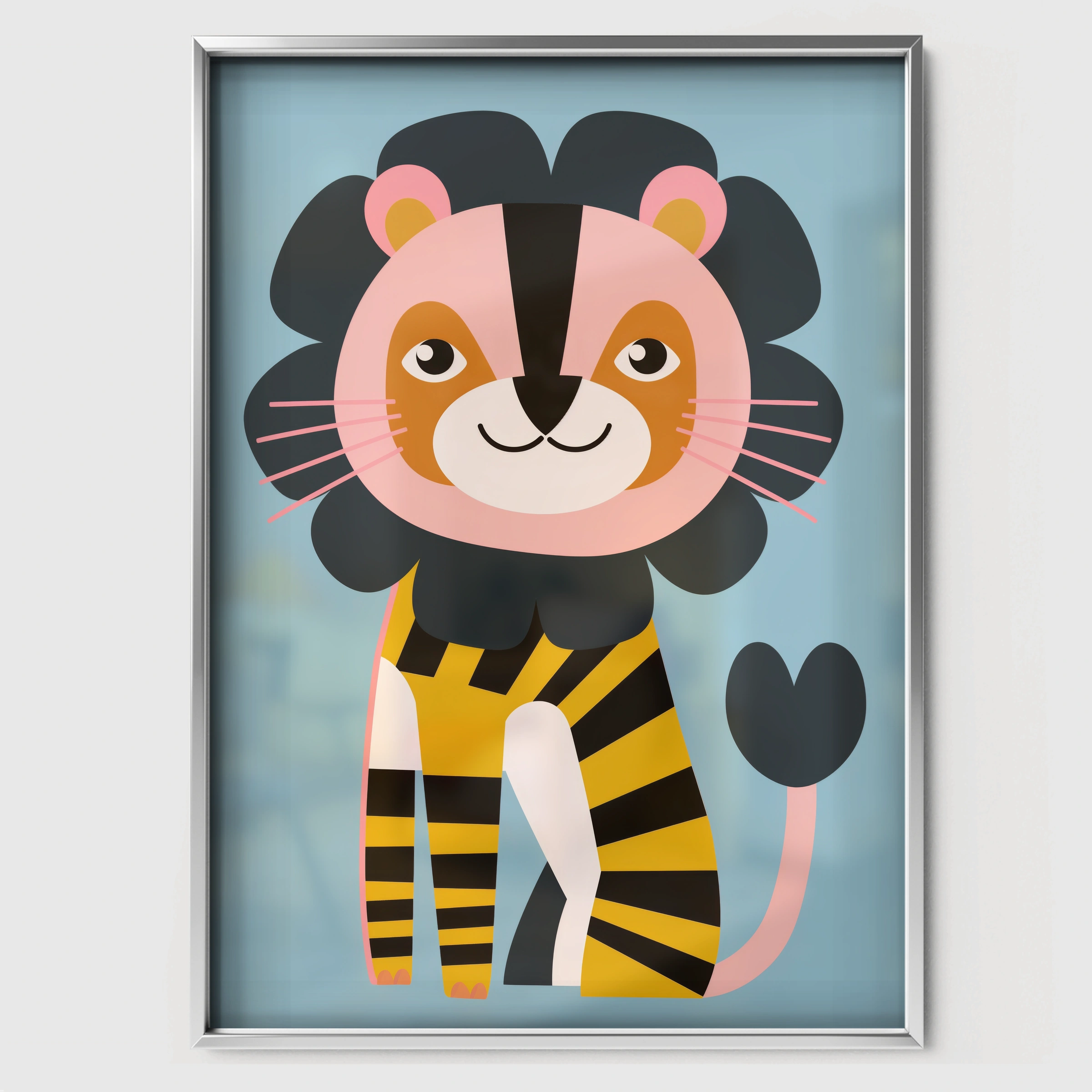 Little Lion Nursery Print - white framed nursery wall art print