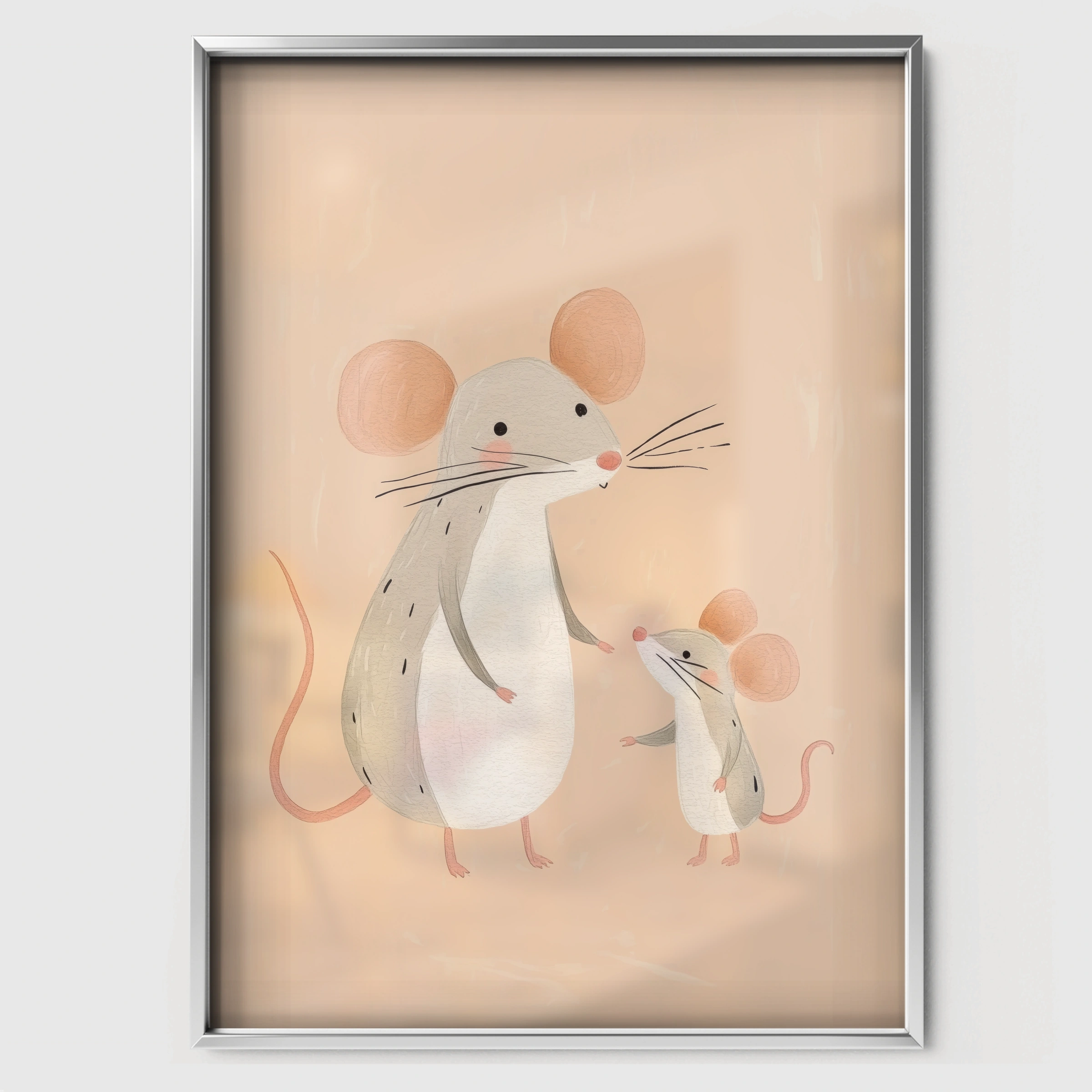 Little Mice Nursery Print - white framed nursery wall art print