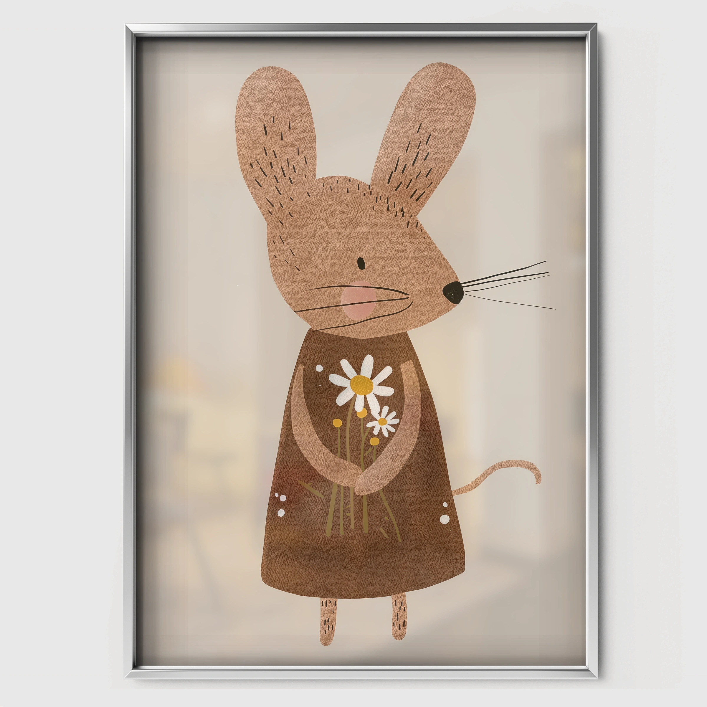 Little Mouse Nursery Print - white framed nursery wall art print