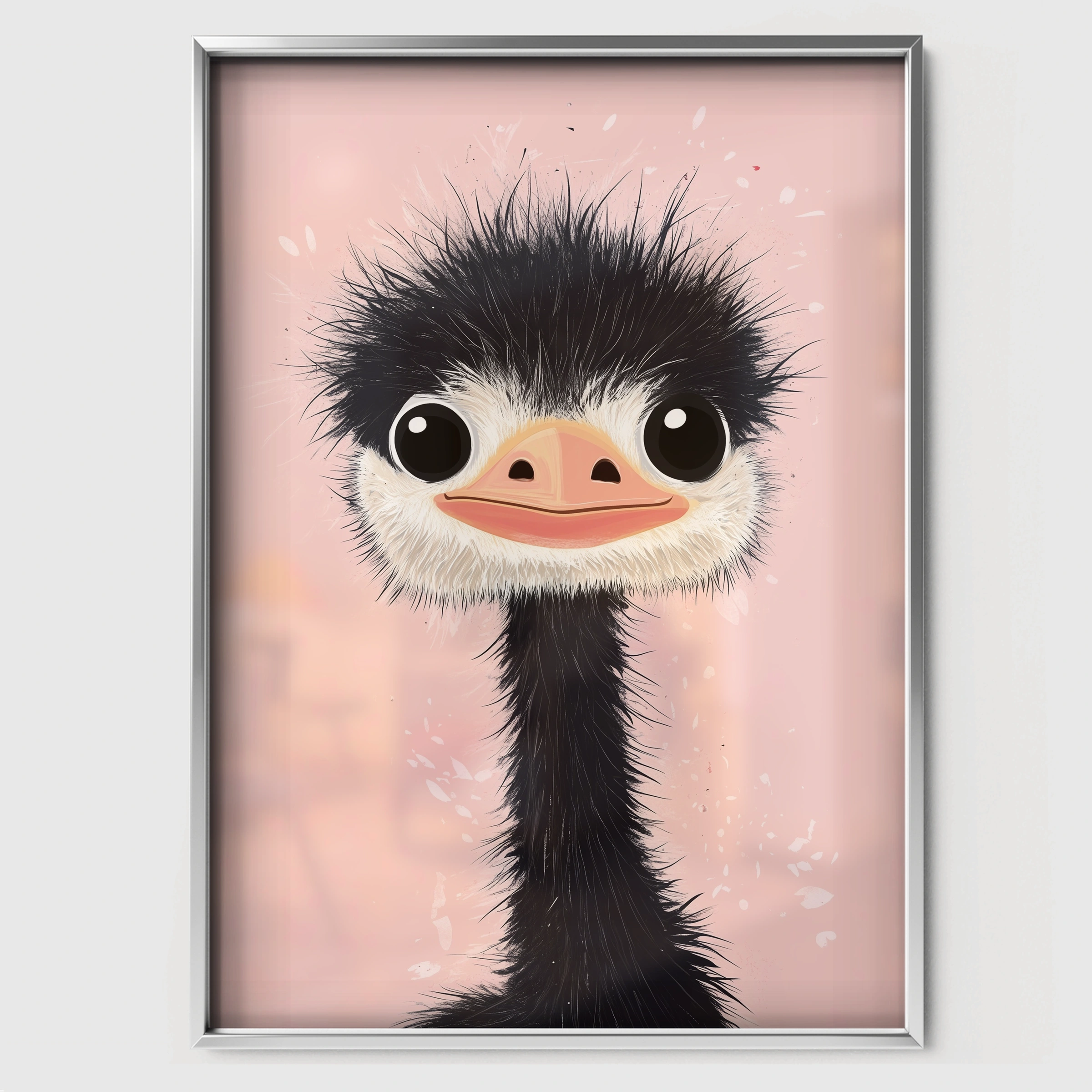 Little Ostrich Nursery Print - white framed nursery wall art print