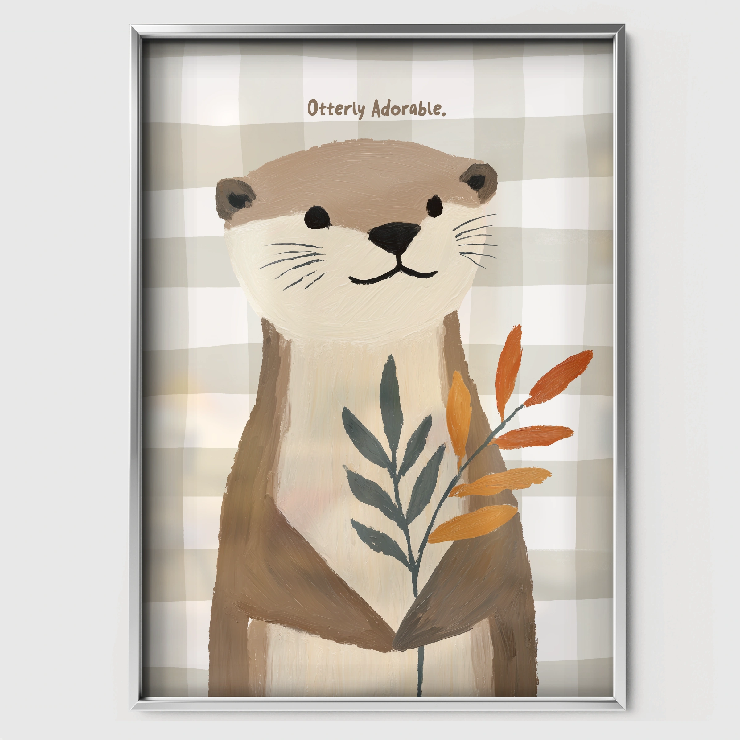 Little Otter Nursery Print - white framed nursery wall art print