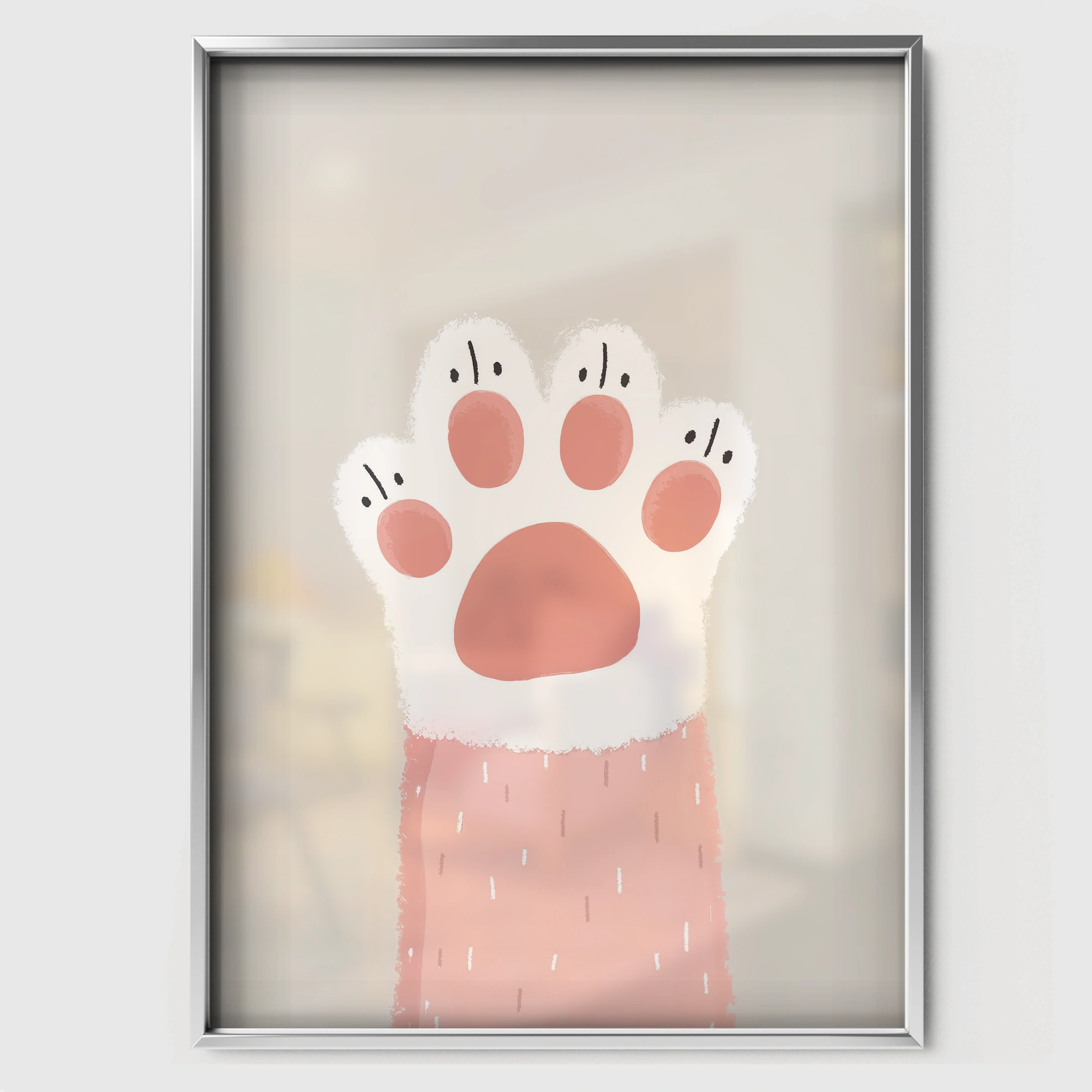 Little Paw Print Nursery Print - white framed nursery wall art print