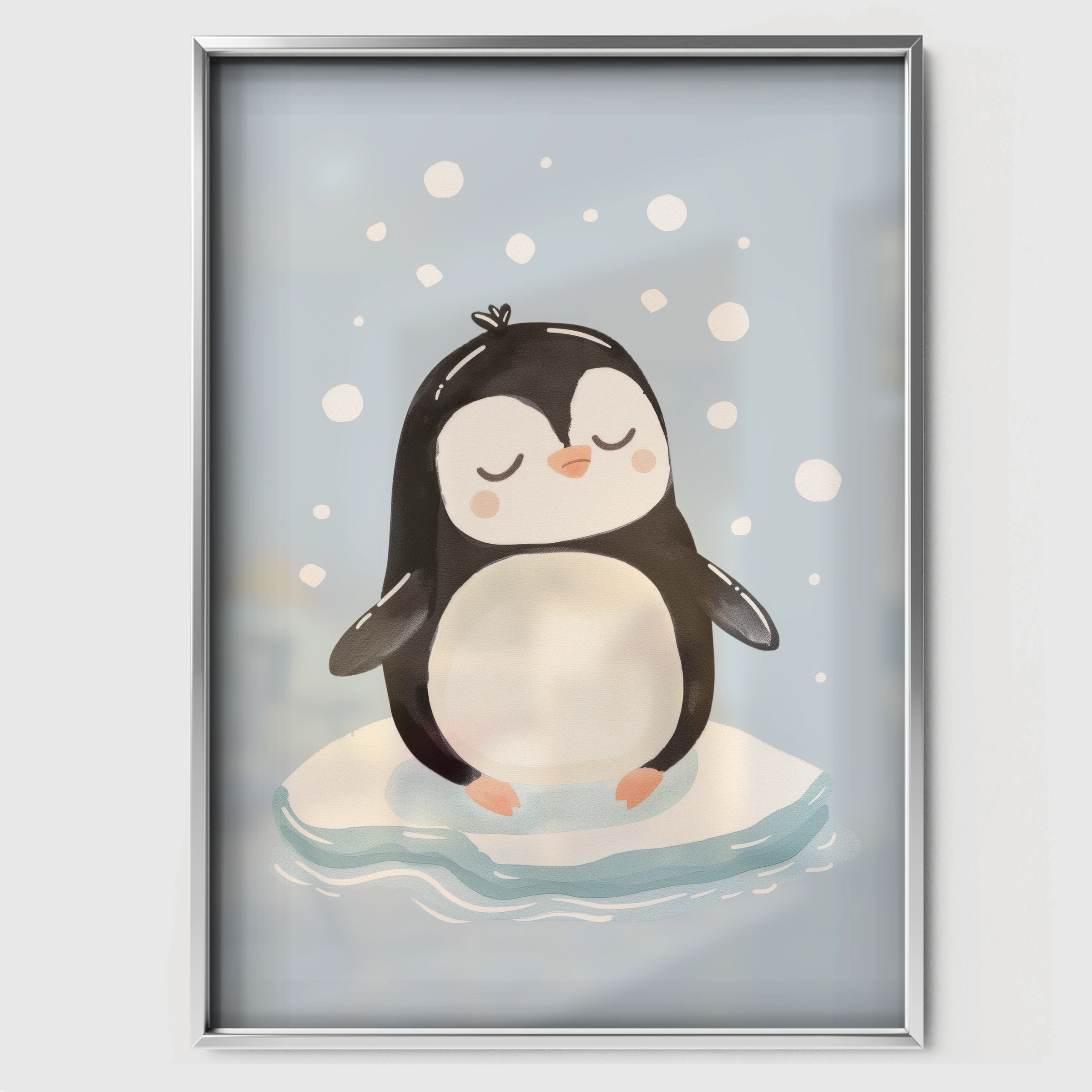 Little Penguin Nursery Print - white framed nursery wall art print