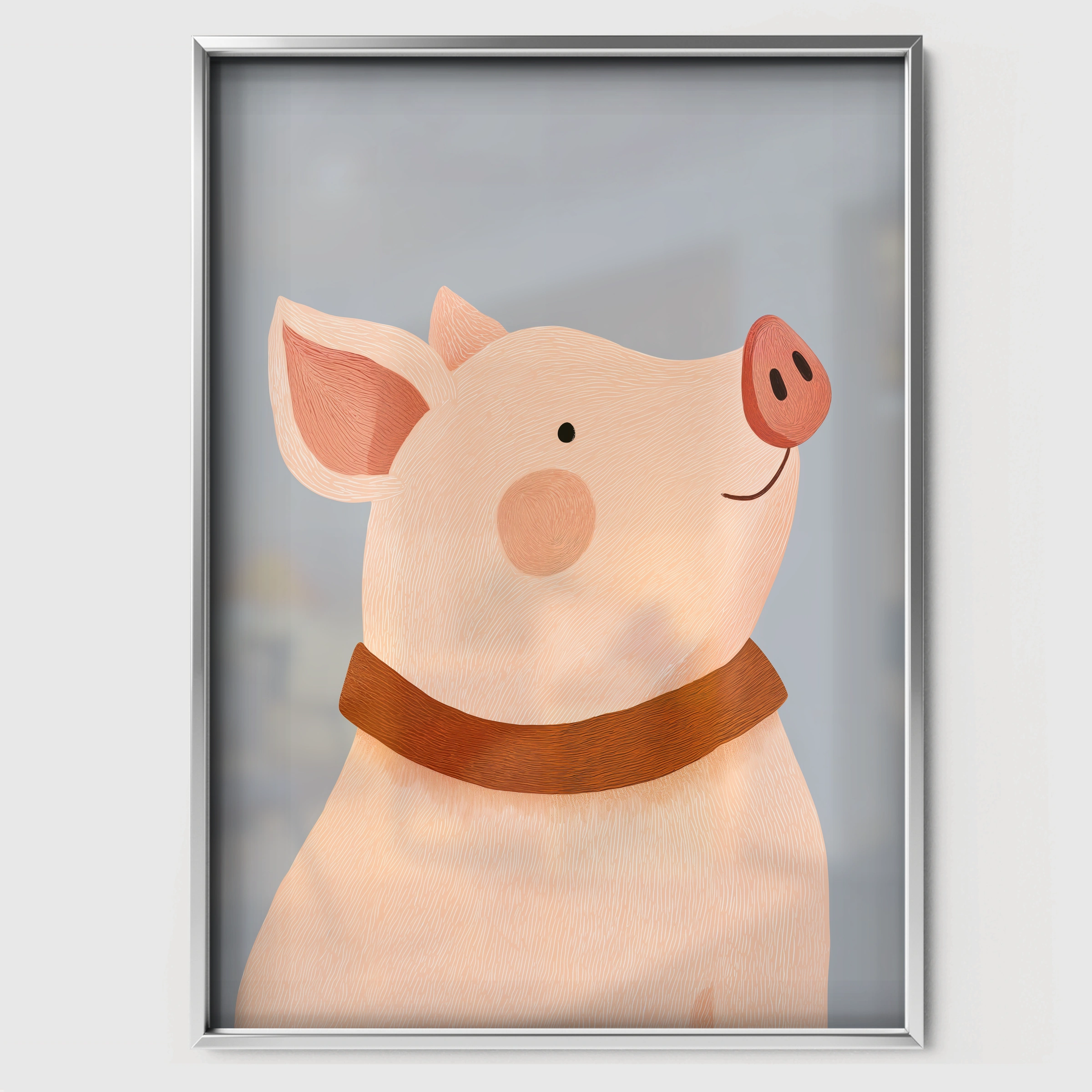 Little Pig Nursery Print - white framed nursery wall art print