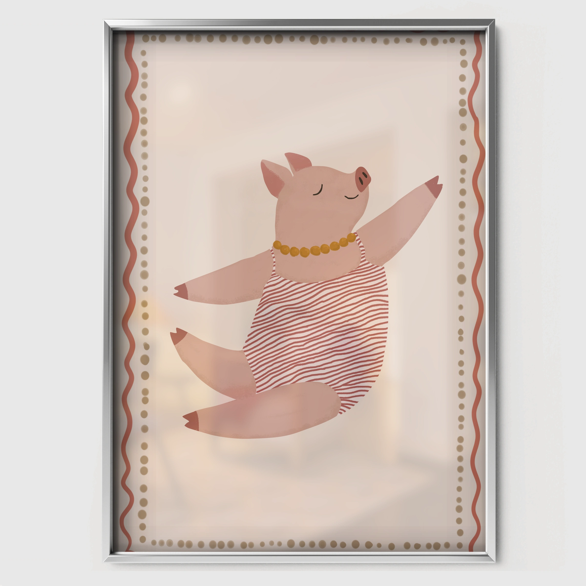 Little Pig Portrait Nursery Print - white framed nursery wall art print