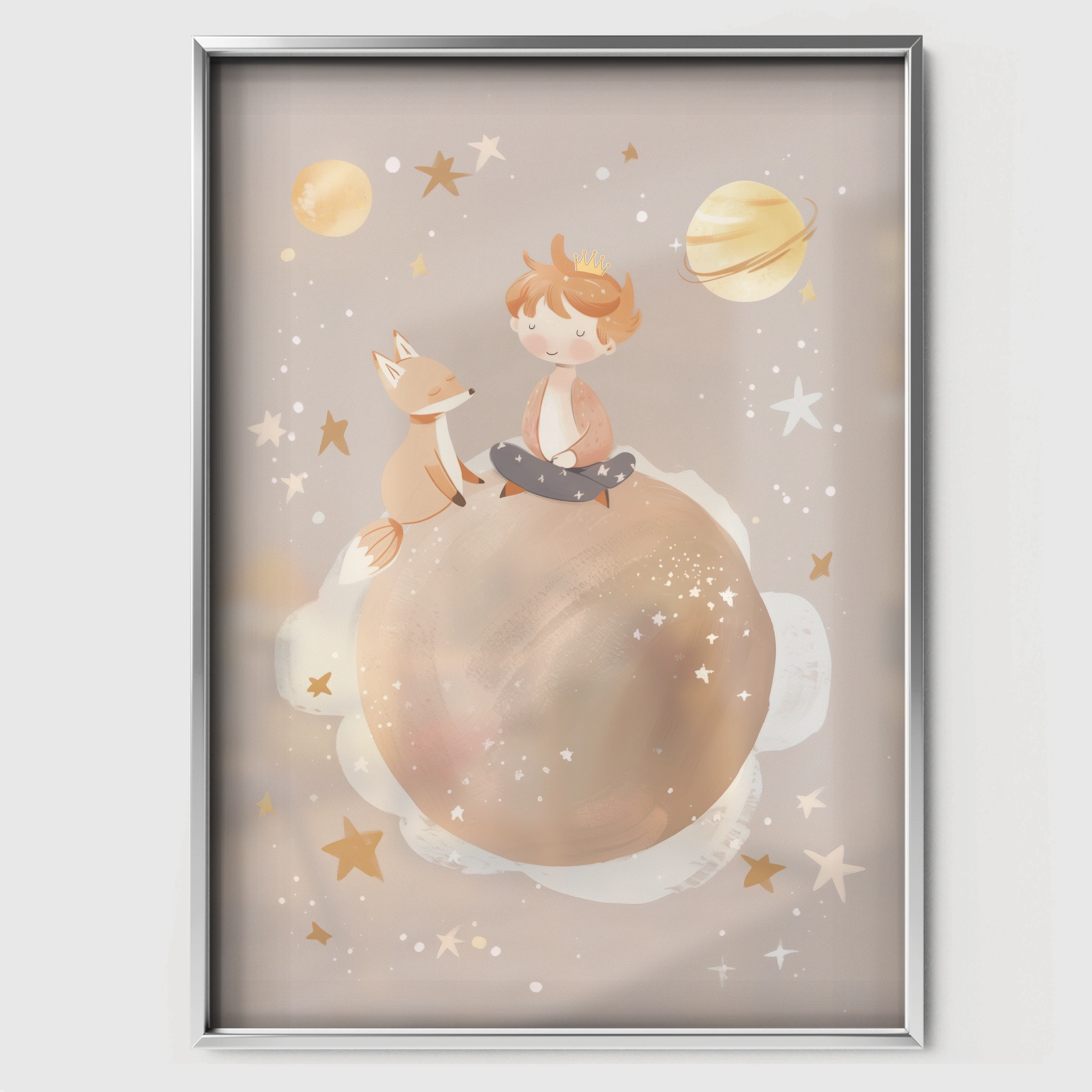 Little Prince Nursery Print - white framed nursery wall art print