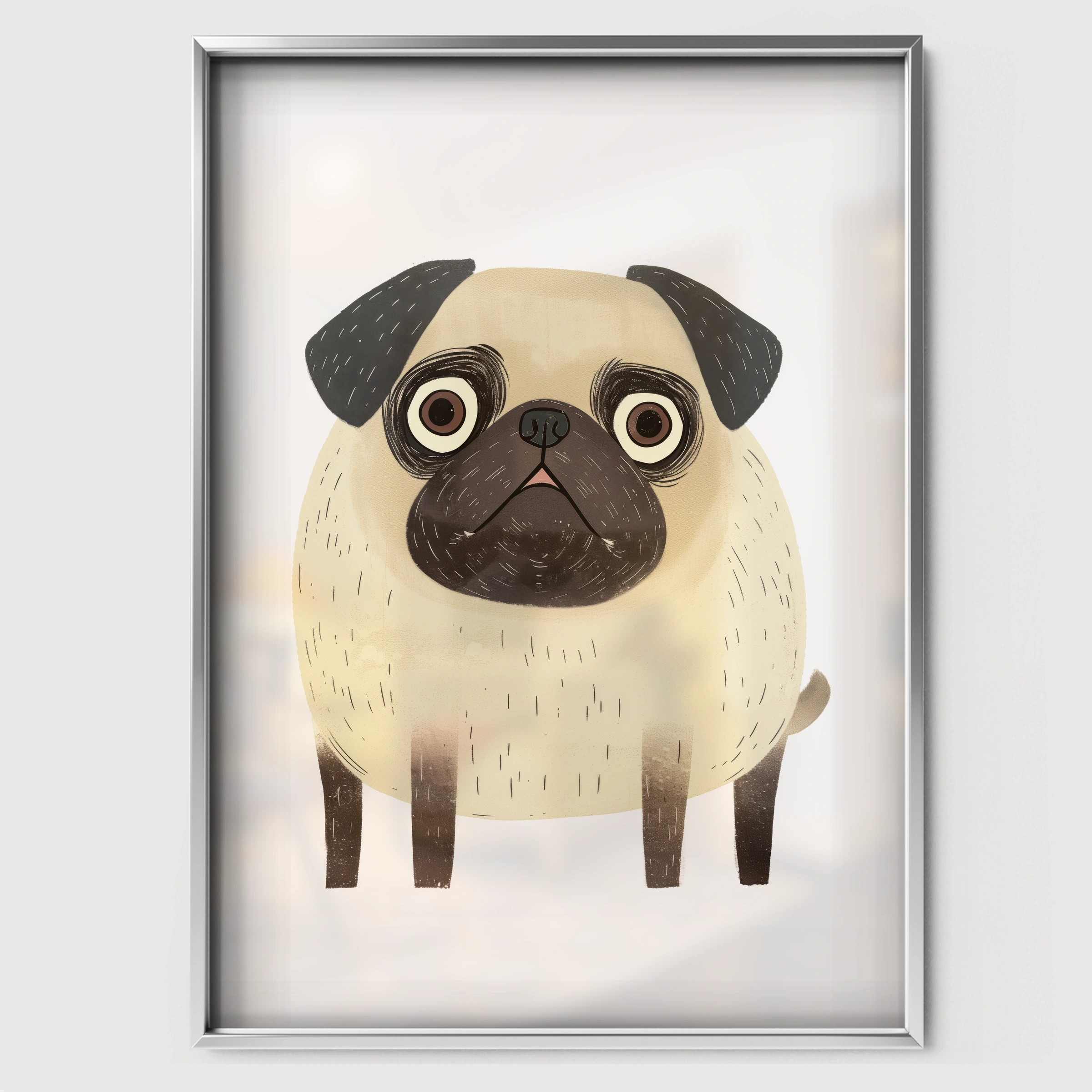 Little Pug Nursery Print - white framed nursery wall art print
