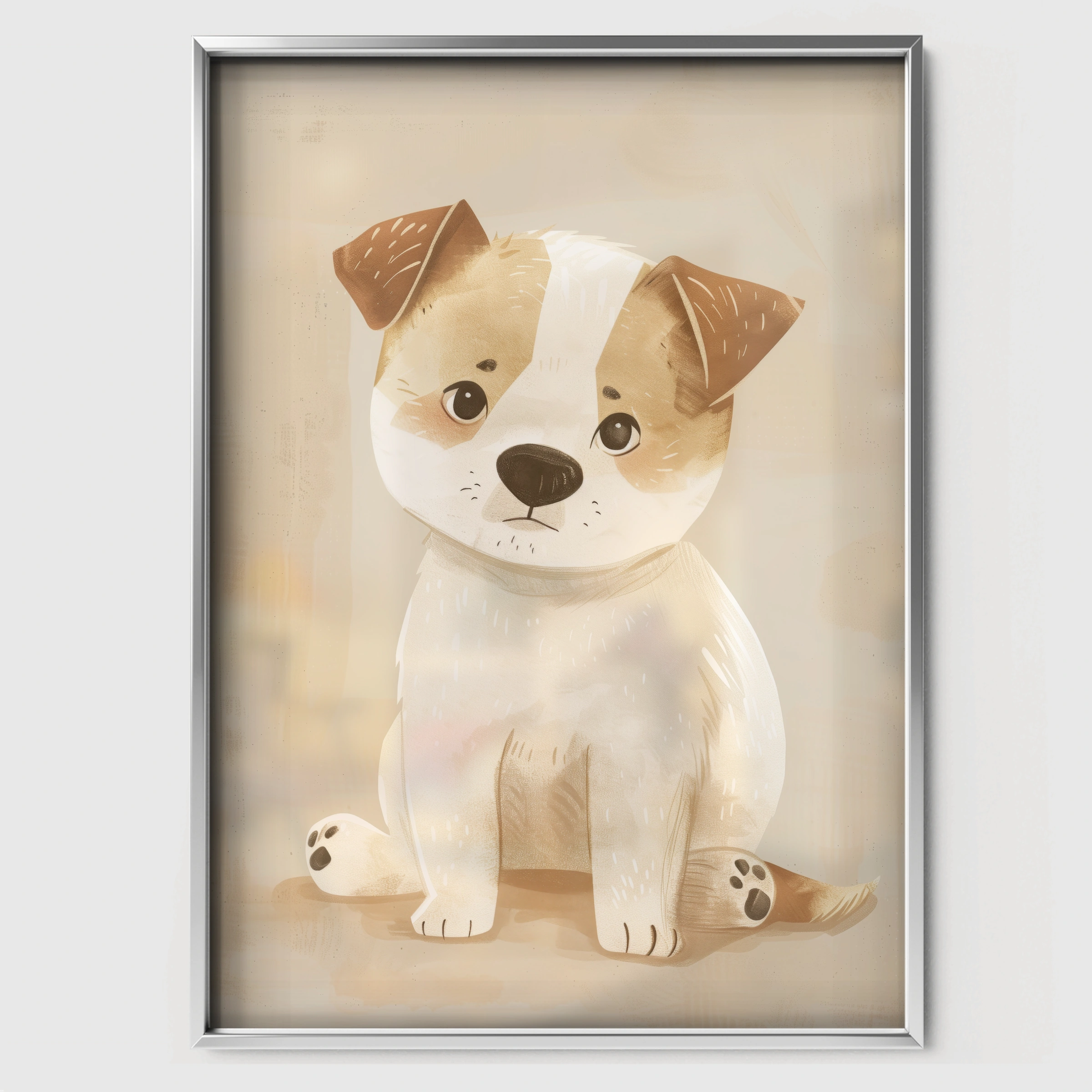 Little Puppy Nursery Print - white framed nursery wall art print