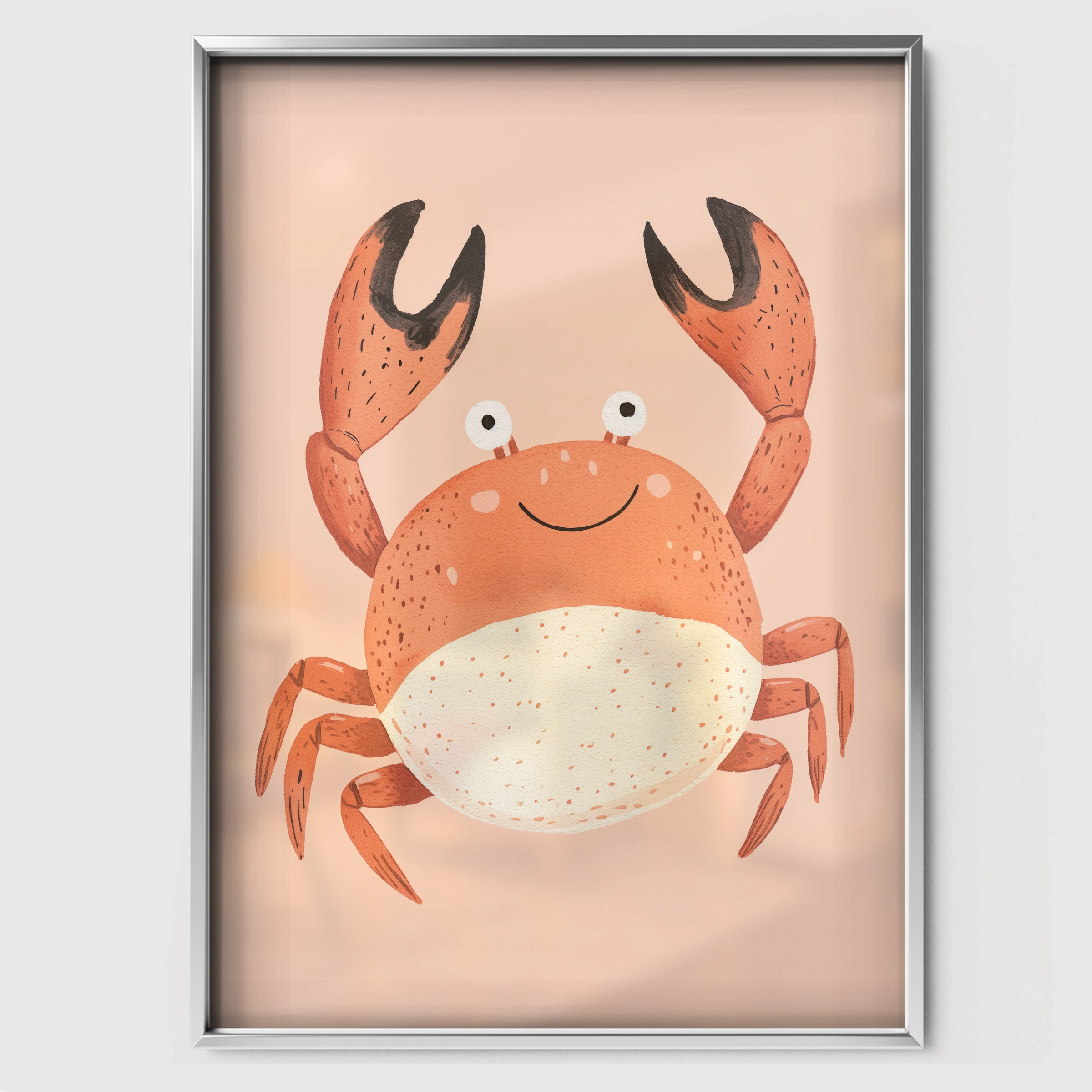 Little Red Crab Nursery Print - white framed nursery wall art print