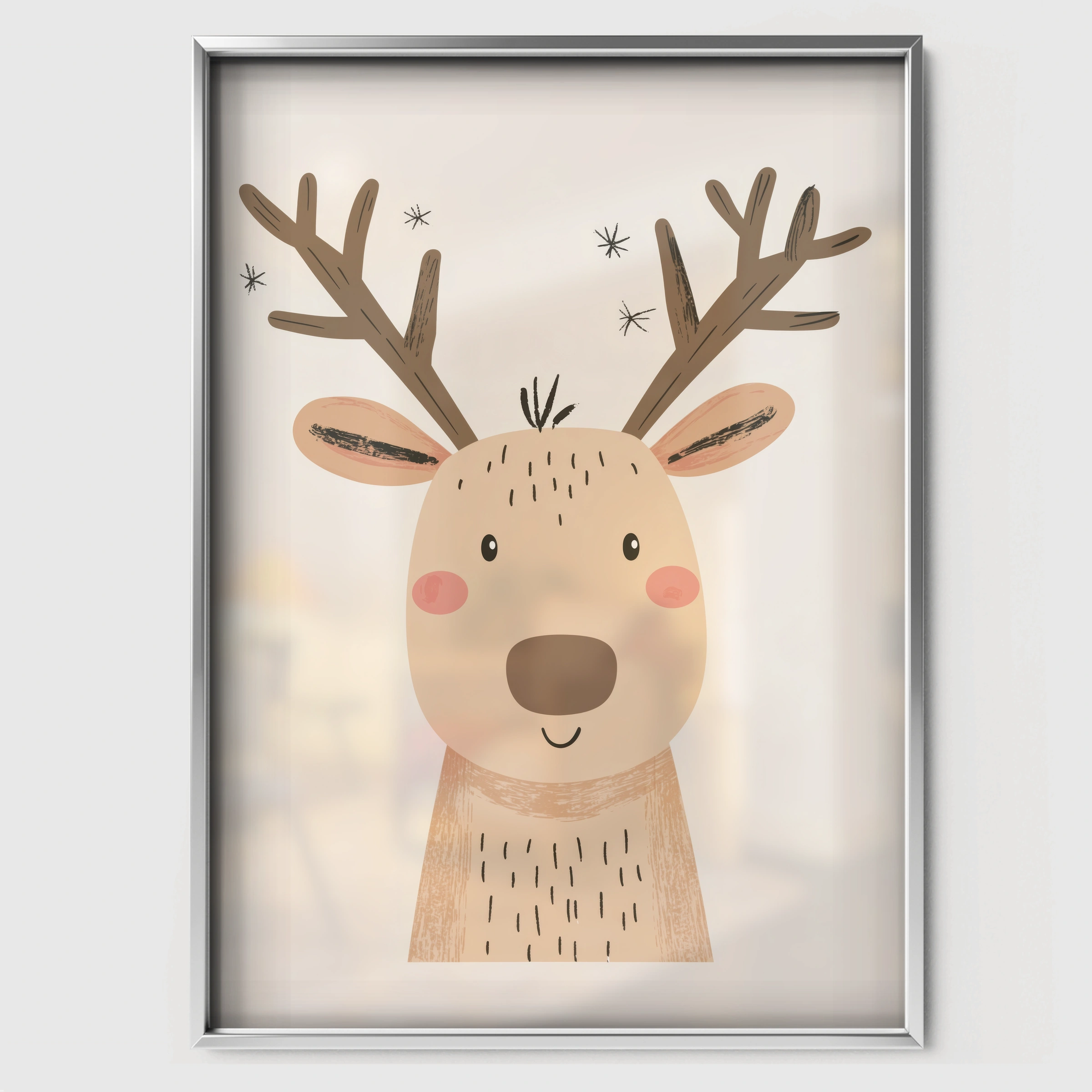 Little Reindeer Christmas Print - white framed nursery wall art print