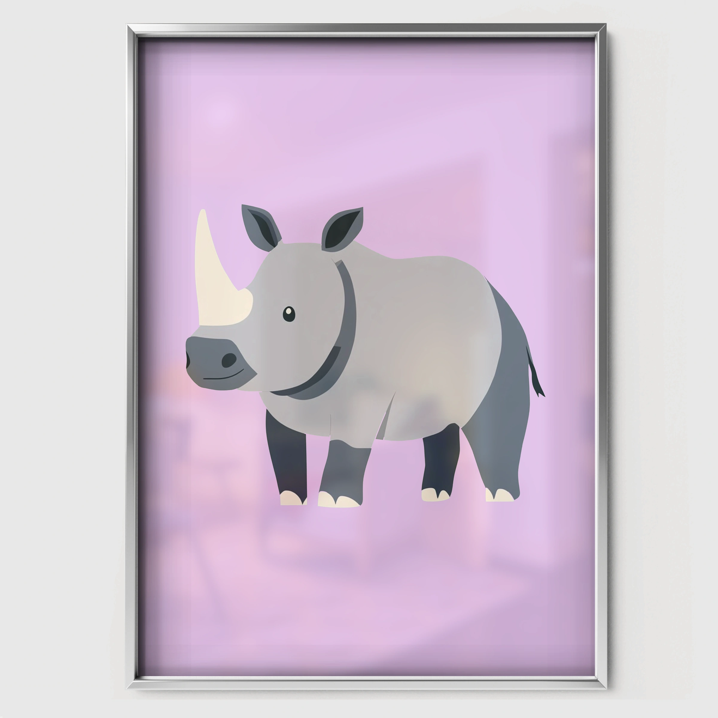 Little Rhino Nursery Print - white framed nursery wall art print
